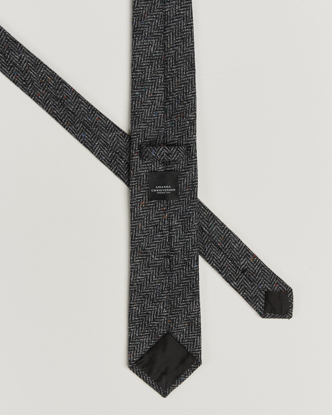 Heren | Stropdassen | Amanda Christensen | Wool Herringbone 8cm Tie Grey