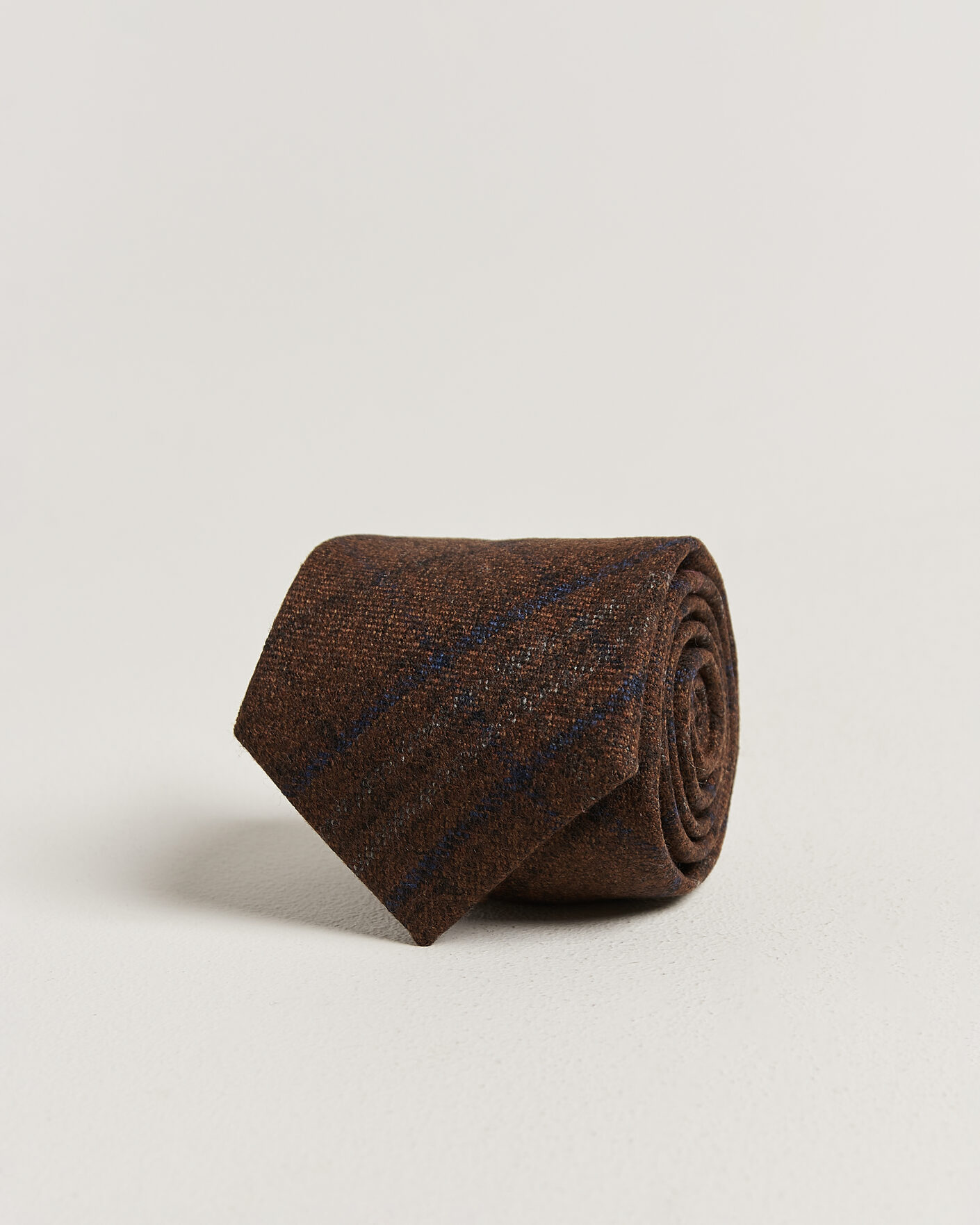 Heren | Stropdassen | Amanda Christensen | Wool Checked 8cm Tie Rust