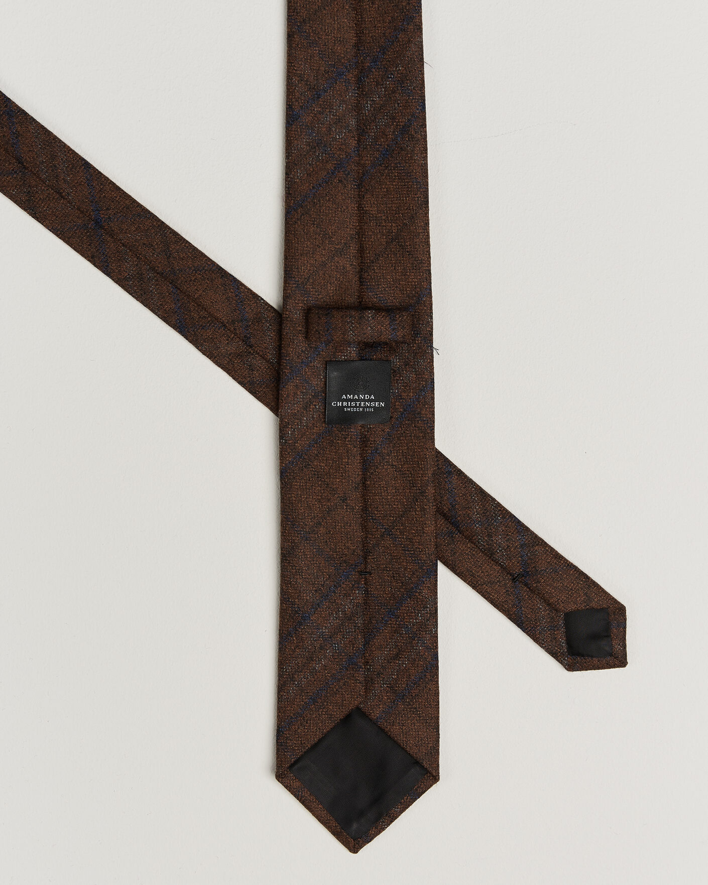 Heren | Stropdassen | Amanda Christensen | Wool Checked 8cm Tie Rust
