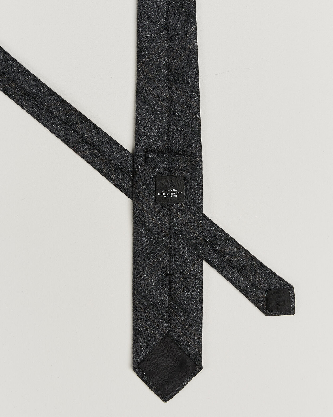 Heren | Stropdassen | Amanda Christensen | Wool Checked 8cm Tie Dark Grey