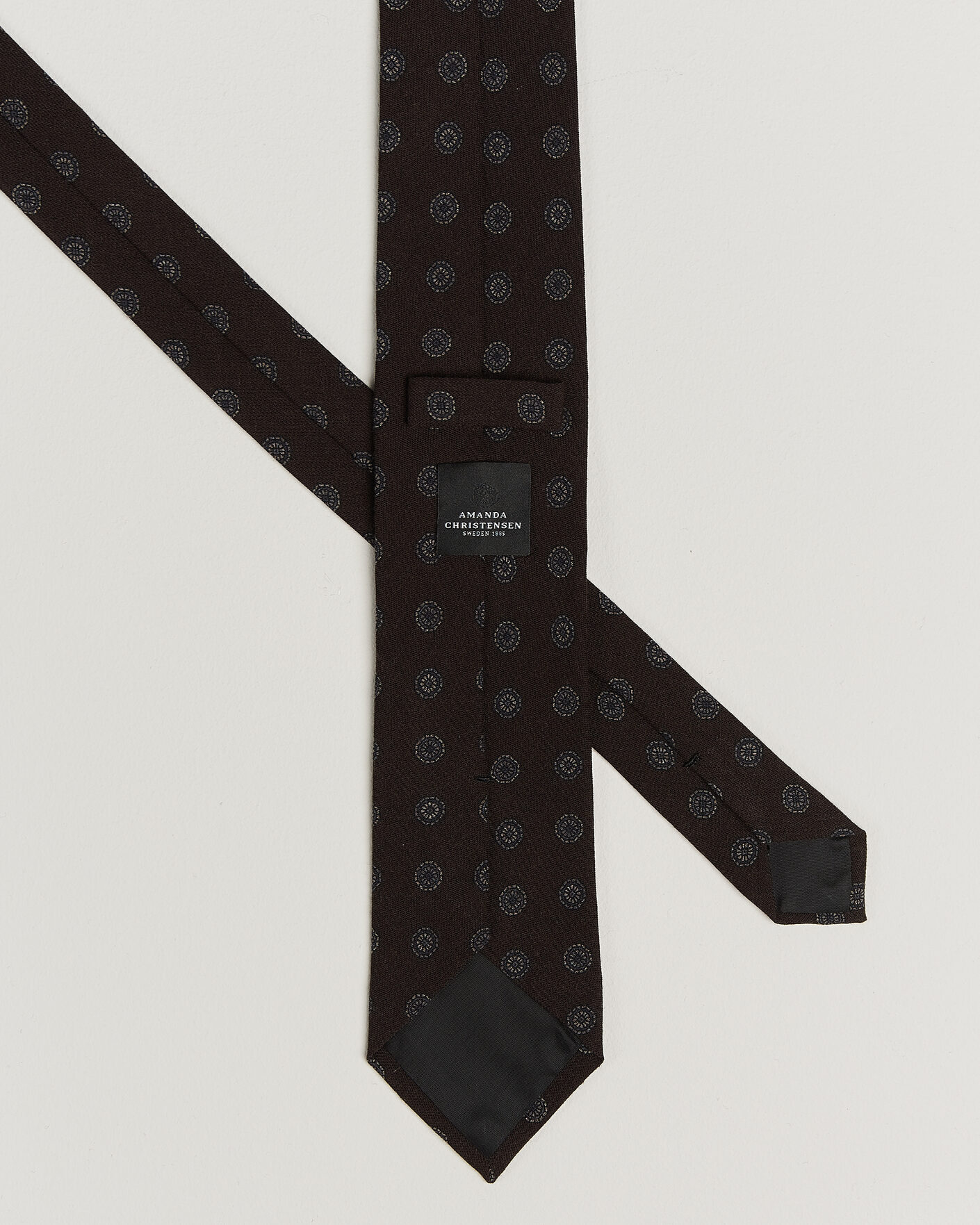 Heren | Stropdassen | Amanda Christensen | Wool Medallion 8cm Tie Brown