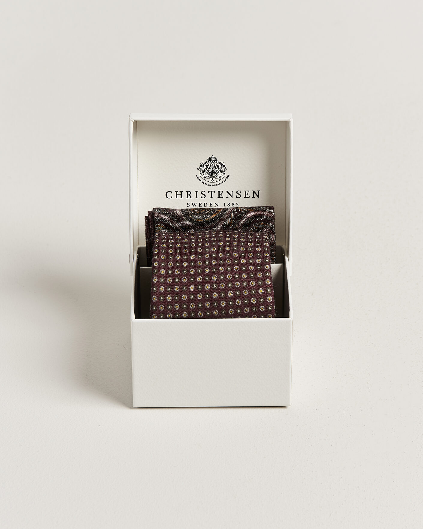 Heren | Stropdassen | Amanda Christensen | Box Set Wool 8 cm Tie And Pocket Square Wine