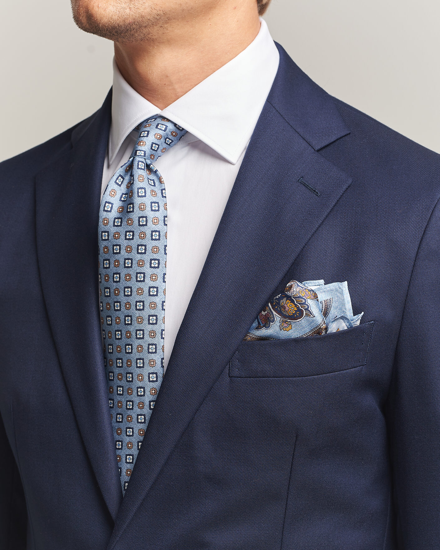 Heren | Stropdassen | Amanda Christensen | Box Set Silk 8 cm Tie And Pocket Square Sky Blue
