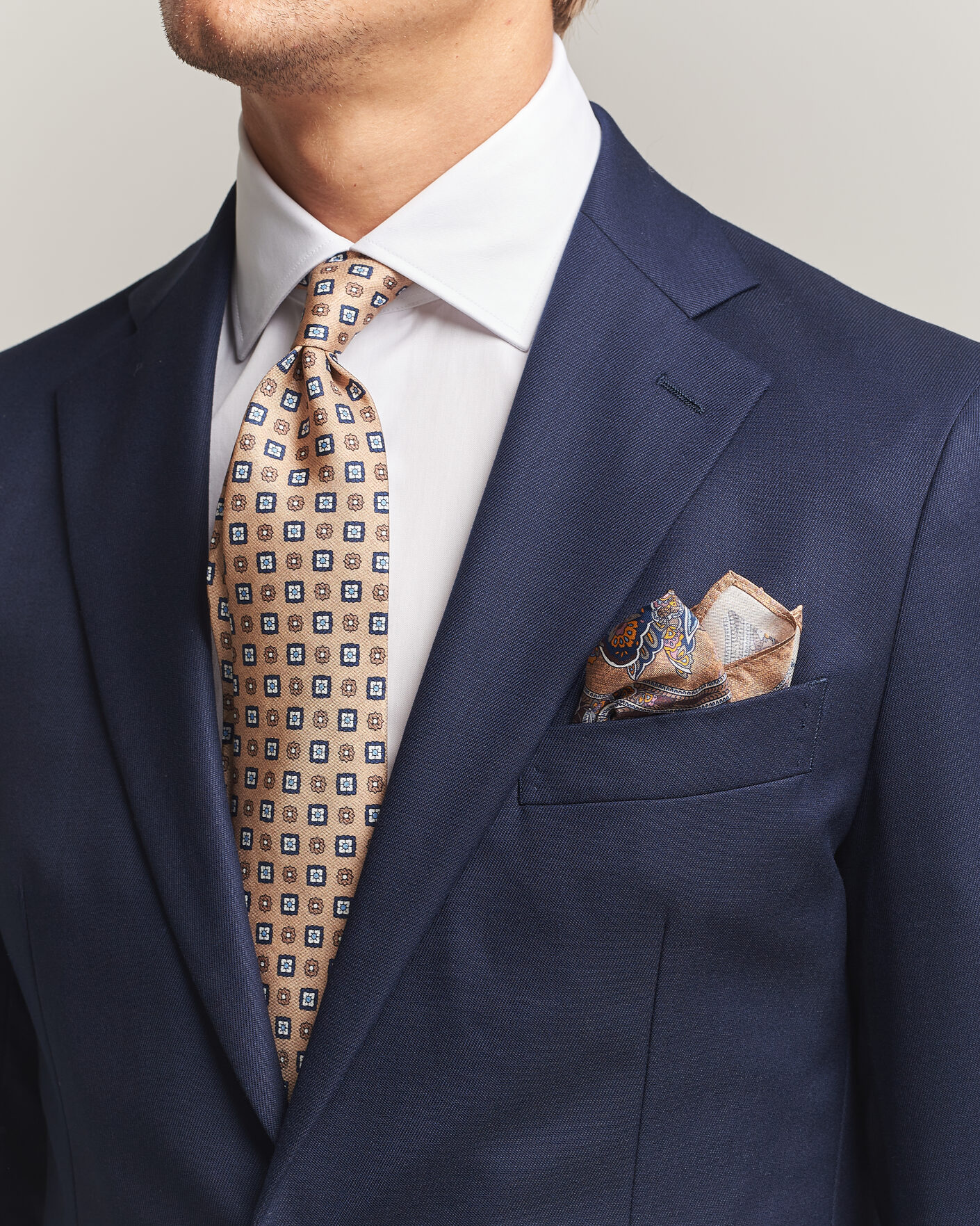 Heren | Stropdassen | Amanda Christensen | Box Set Silk 8 cm Tie And Pocket Square Beige