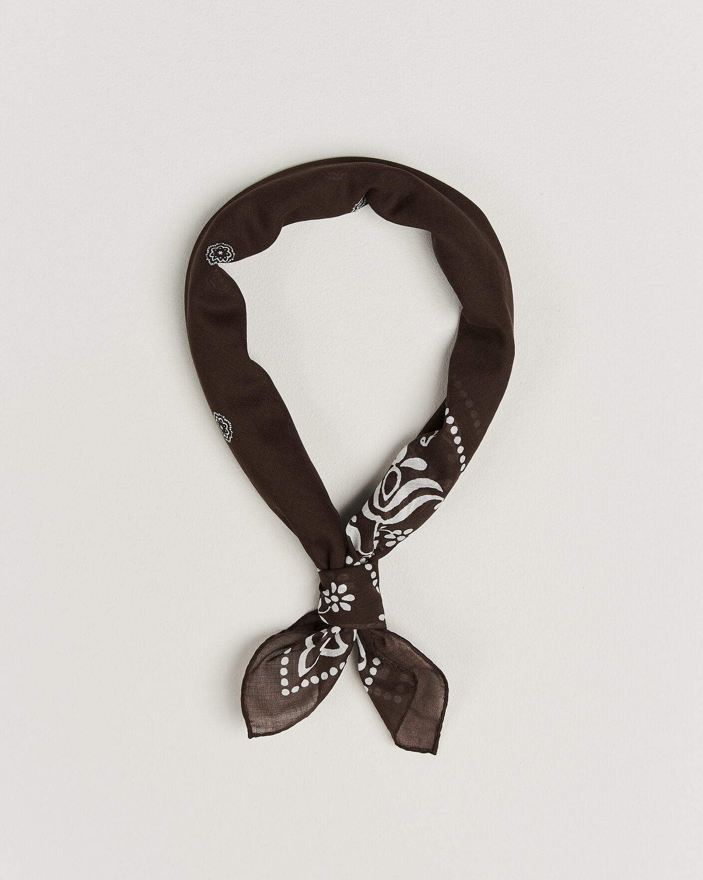 Heren | Sjaals | Amanda Christensen | Cotton Voile Printed Flower Bandana Brown
