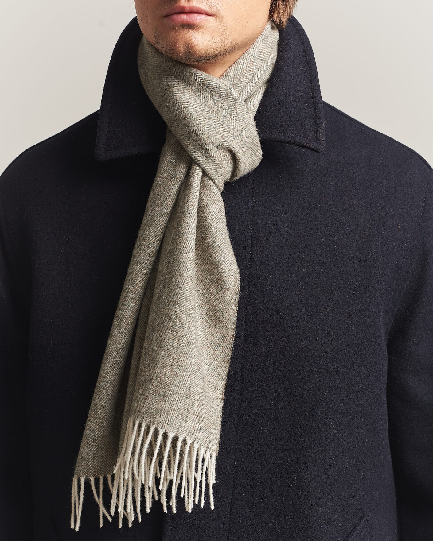 Heren | Sjaals | Amanda Christensen | Wool Herringbone Scarf Green