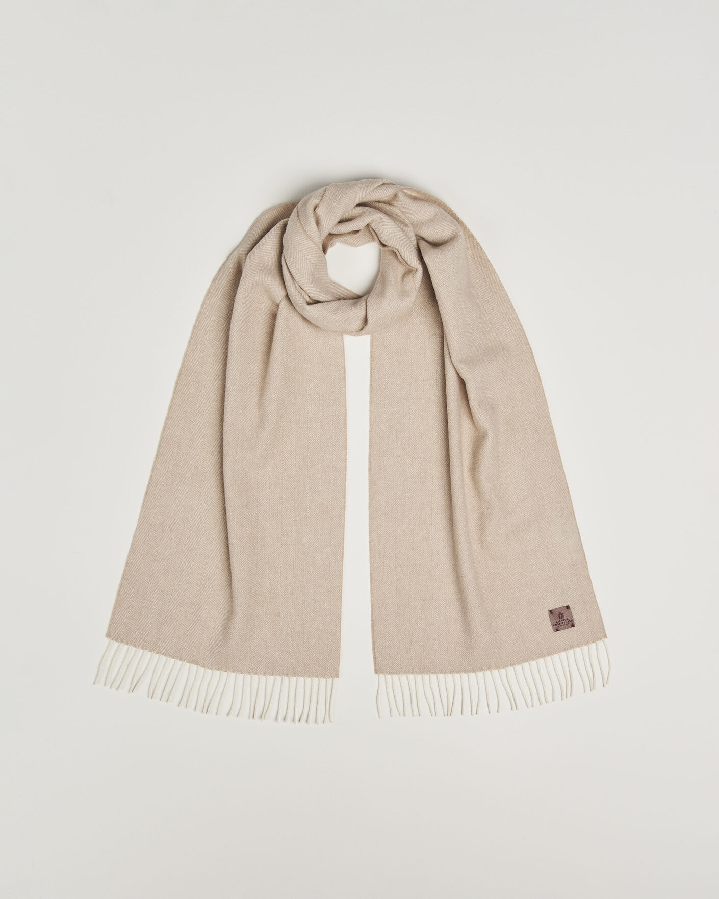 Heren | Sjaals | Amanda Christensen | Wool Herringbone Scarf Beige