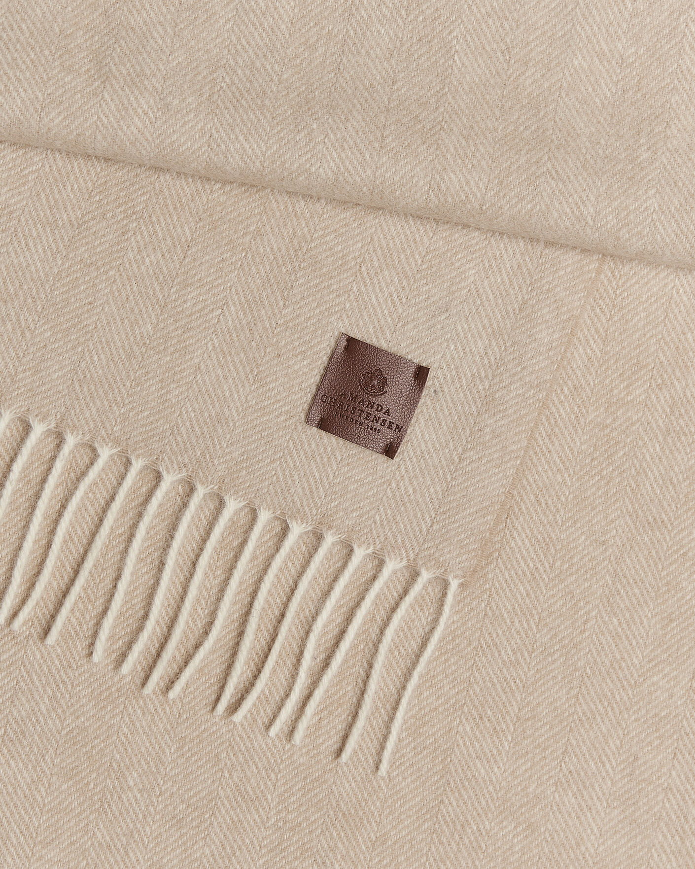 Heren | Sjaals | Amanda Christensen | Wool Herringbone Scarf Beige