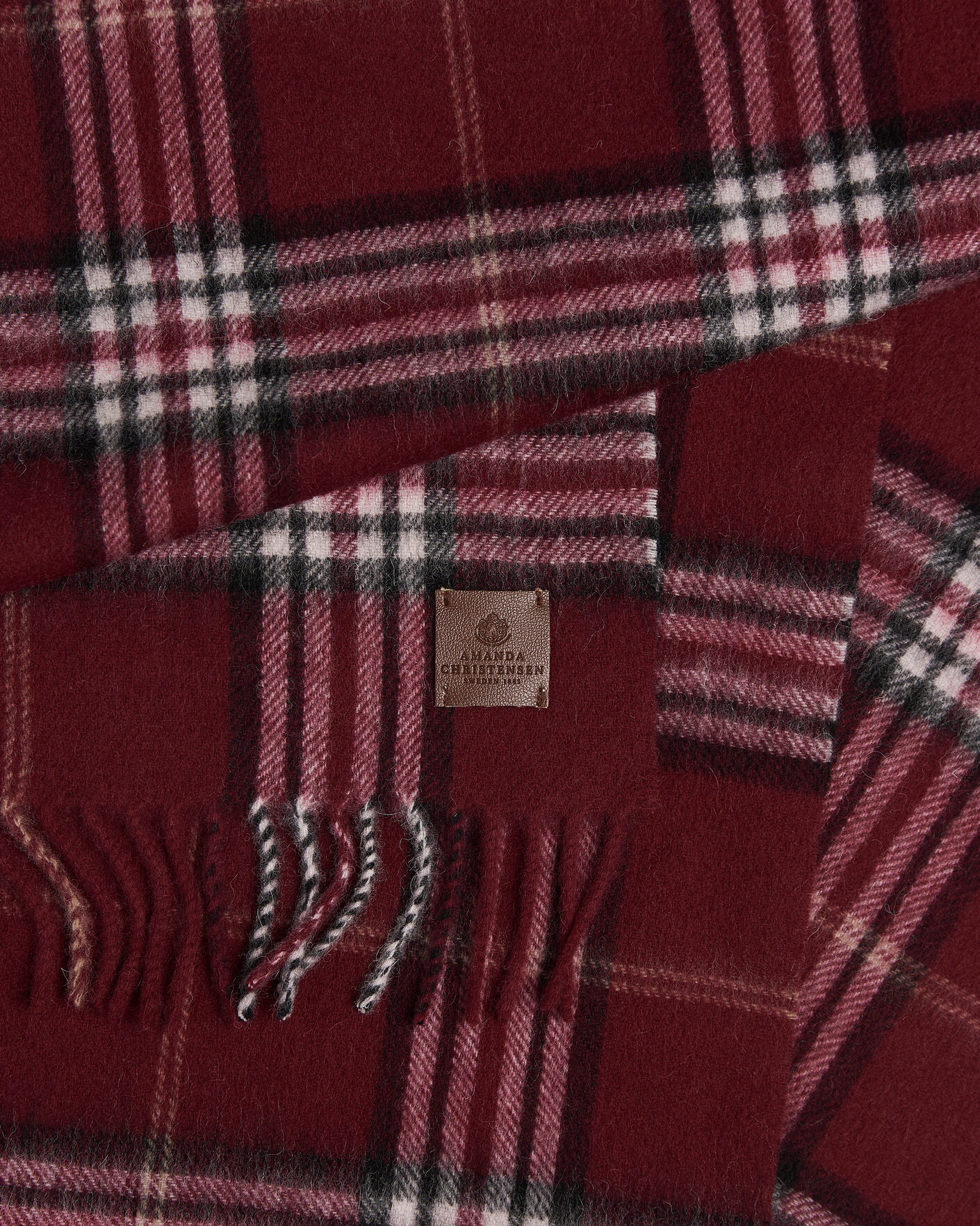 Heren | Sjaals | Amanda Christensen | Wool Check Scarf Bordeaux