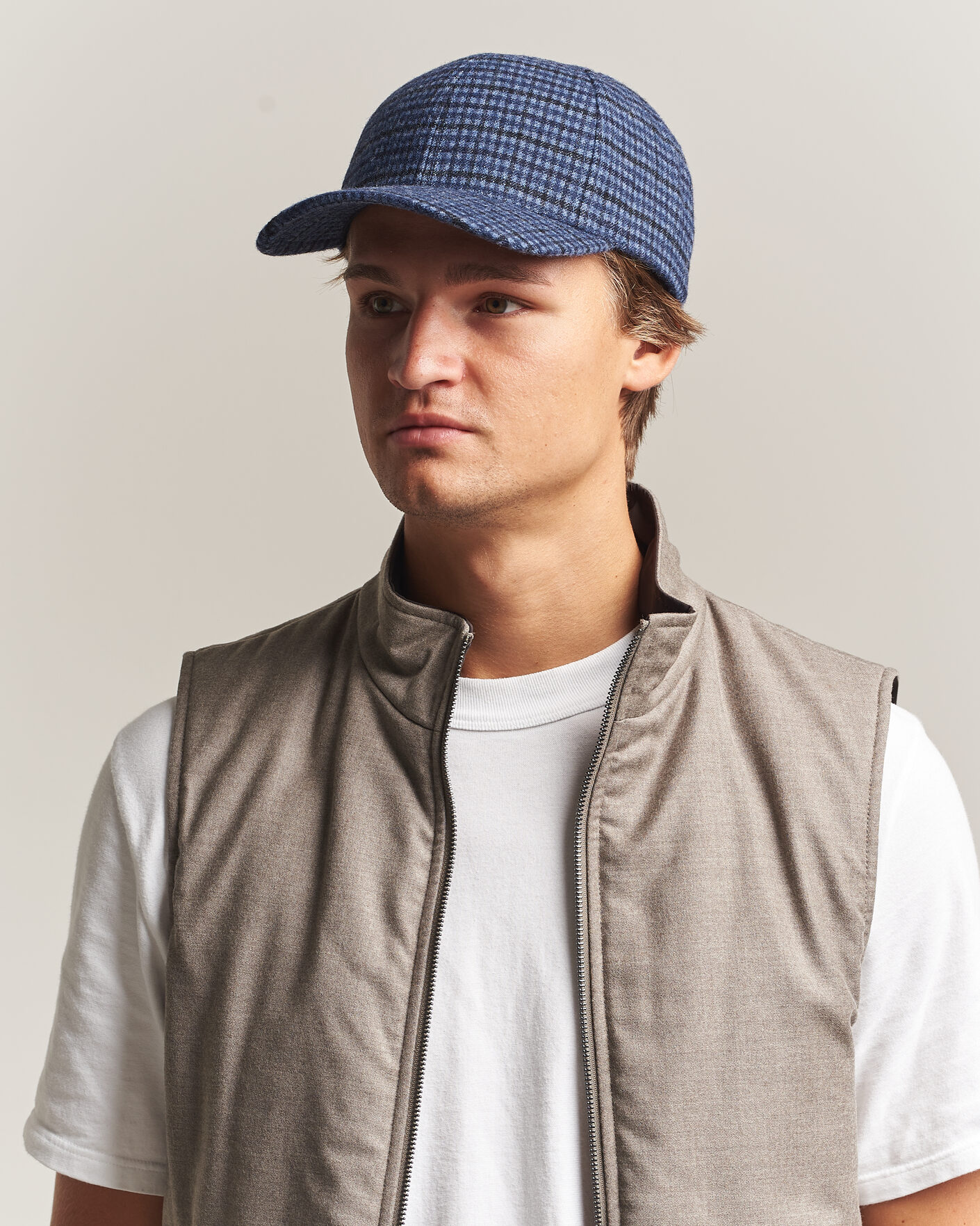 Heren | Hoeden en petten | Varsity Headwear | Mohair Wool Checked Baseball Cap Navy