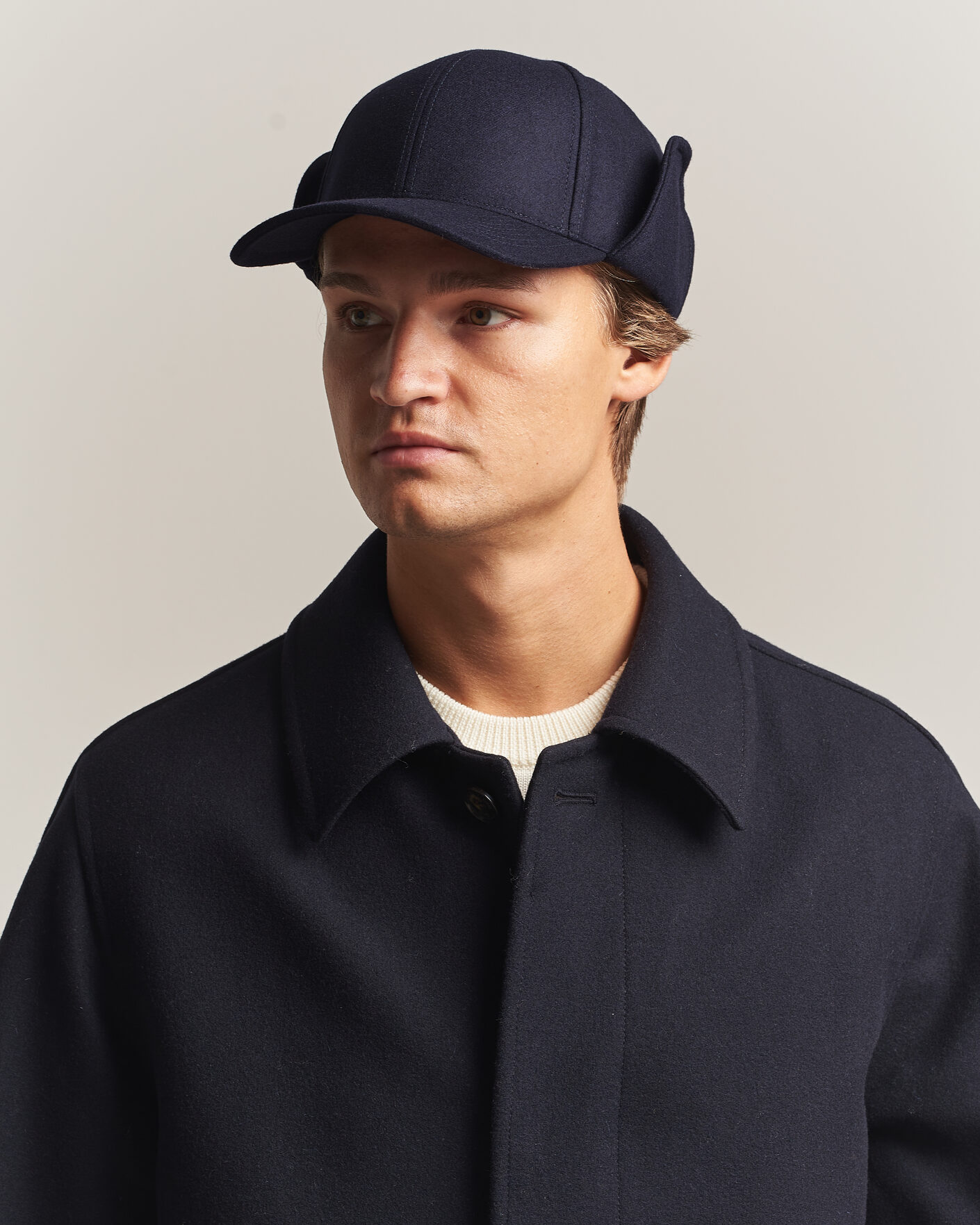Heren | Hoeden en petten | Varsity Headwear | Merino Wool Earflap Baseball Cap Dark Navy