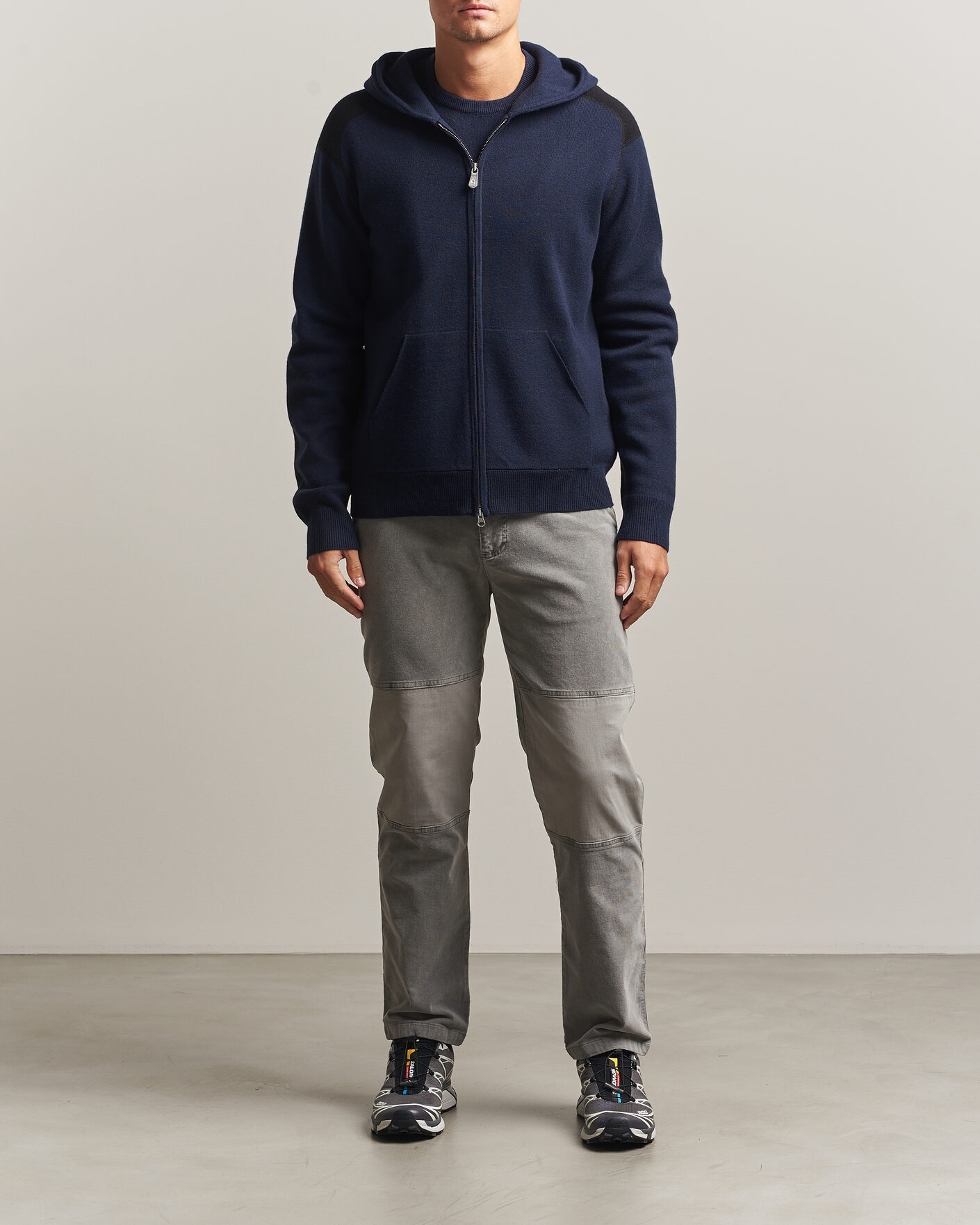Heren | Truien | Sail Racing | Spine Wool Knitted Full Zip Hoodie Dark Navy