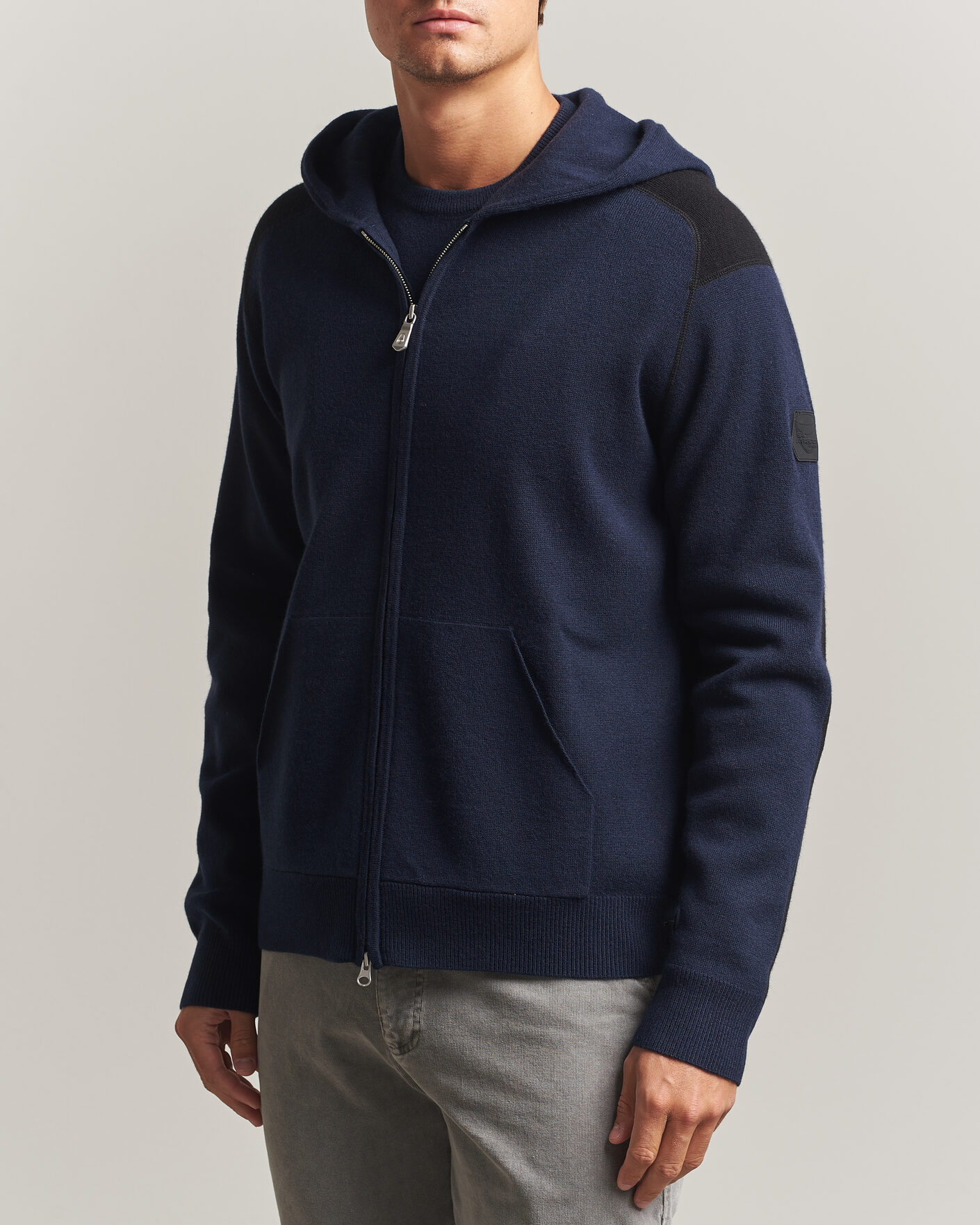 Heren | Truien | Sail Racing | Spine Wool Knitted Full Zip Hoodie Dark Navy