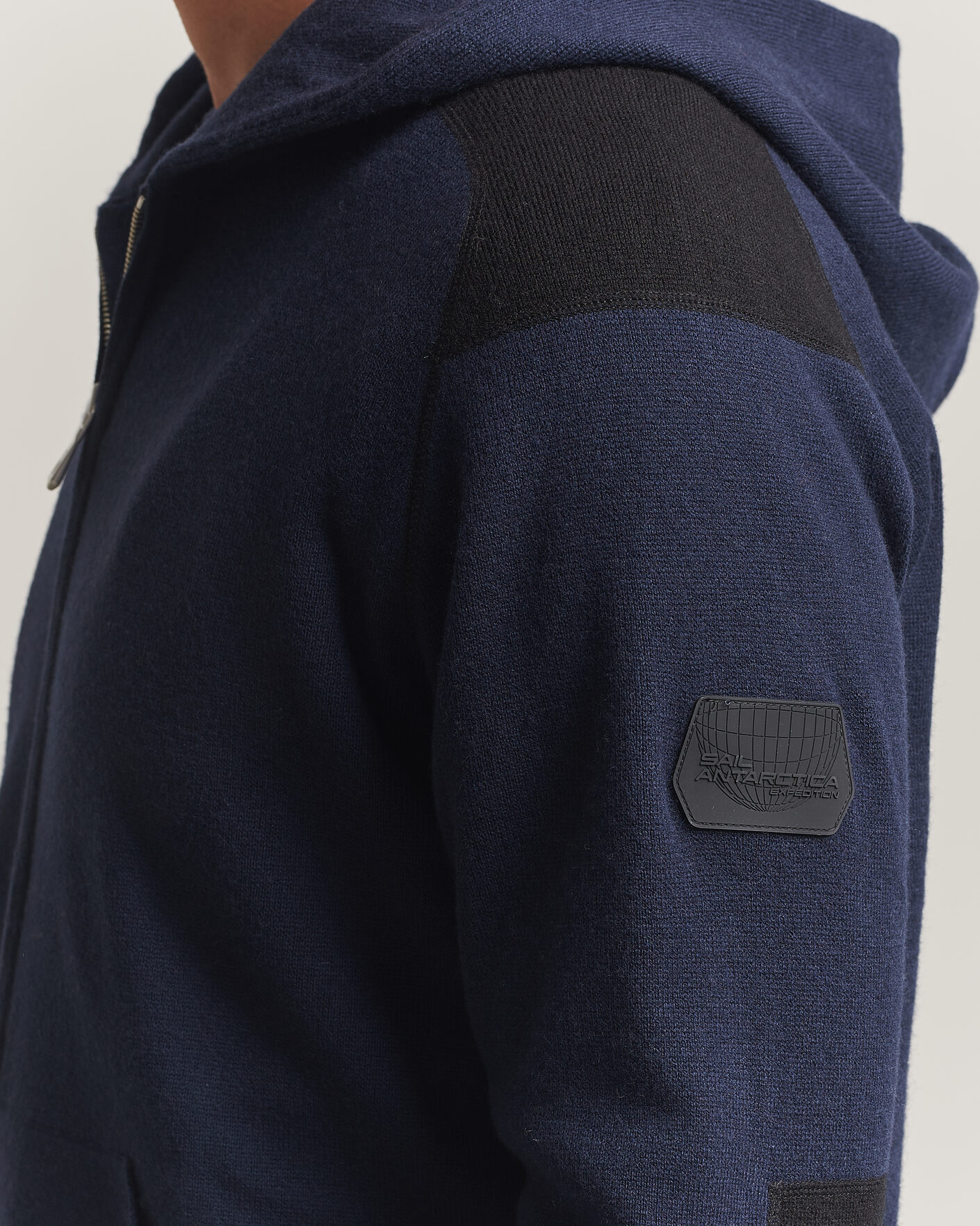 Heren | Truien | Sail Racing | Spine Wool Knitted Full Zip Hoodie Dark Navy