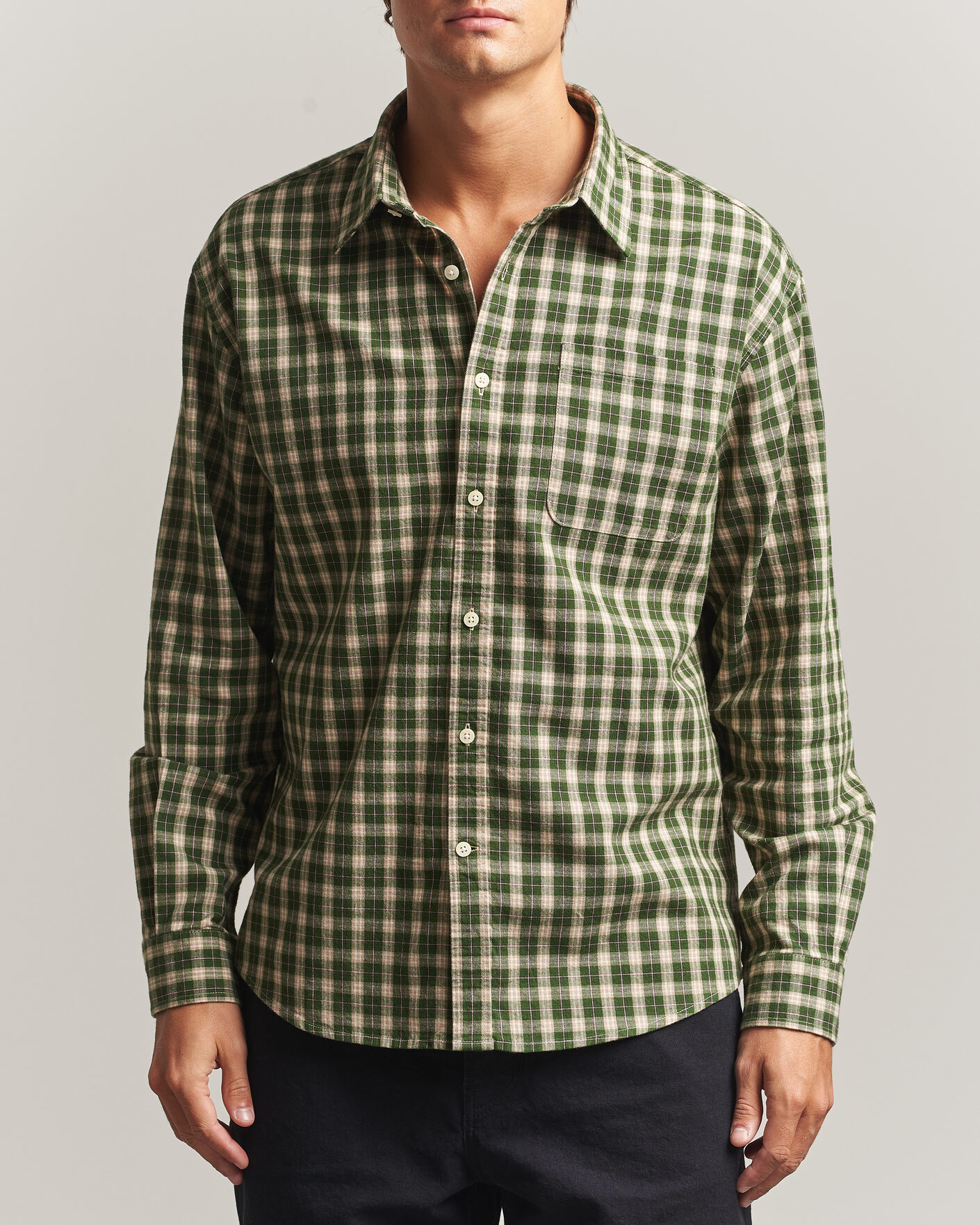 Heren | Overhemden | NN07 | Deon Flannel Shirt Eden Green Check