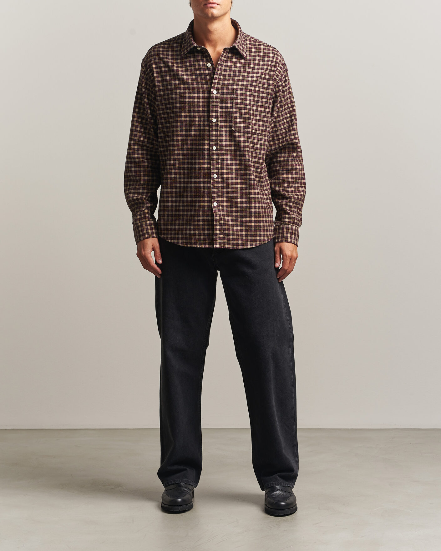 Heren | Overhemden | NN07 | Deon Flannel Shirt Bordeaux Check