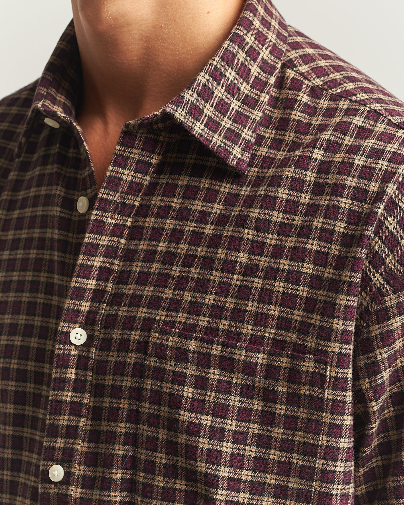 Heren | Overhemden | NN07 | Deon Flannel Shirt Bordeaux Check