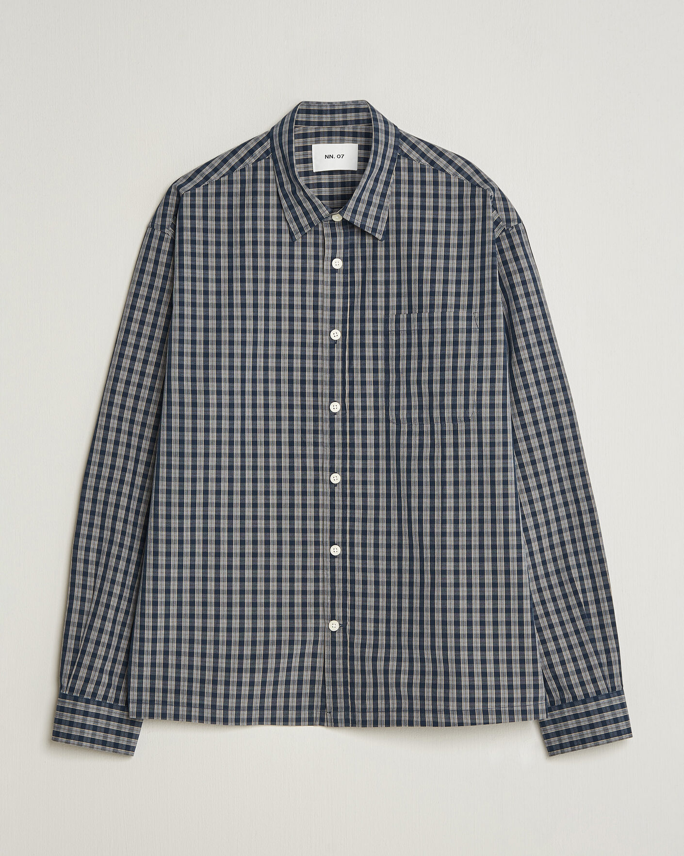 Heren | Overhemden | NN07 | Deon Brushed Cotton Checked Shirt Navy Blue