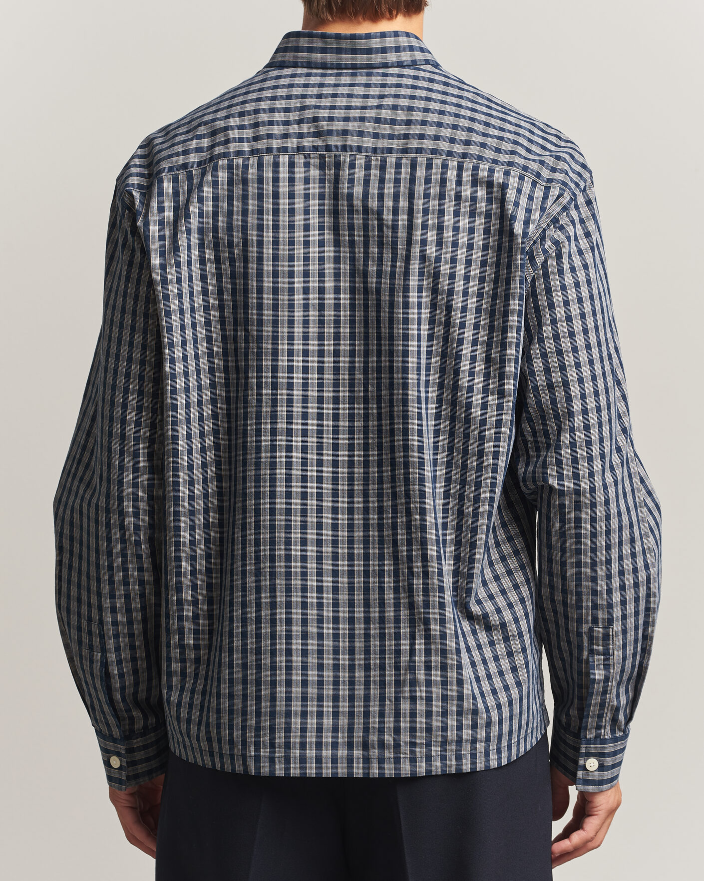 Heren | Overhemden | NN07 | Deon Brushed Cotton Checked Shirt Navy Blue