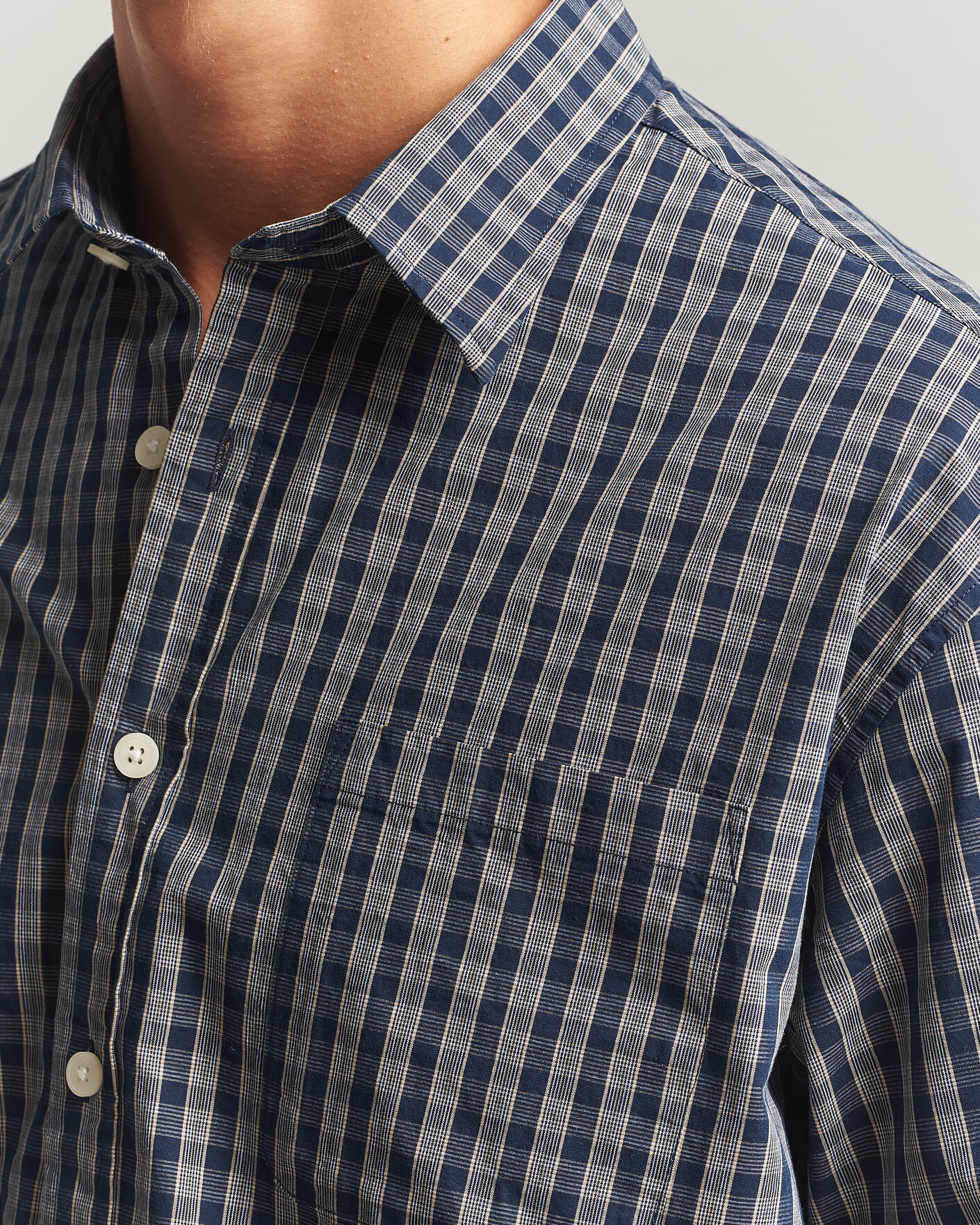 Heren | Overhemden | NN07 | Deon Brushed Cotton Checked Shirt Navy Blue