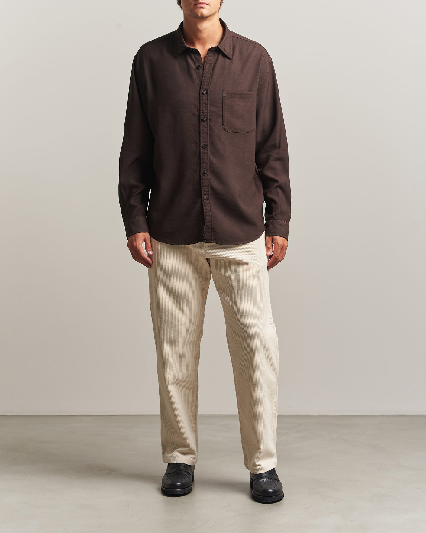 Heren | Overhemden | NN07 | Deon Viscose Shirt Deep Truffle