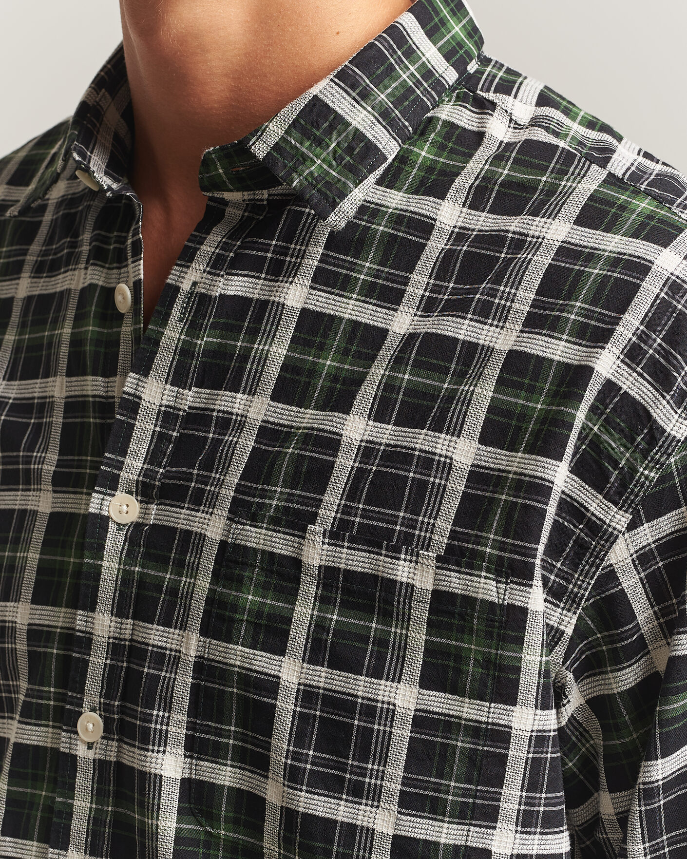 Heren | Overhemden | NN07 | Deon Cotton Checked Shirt Fern Green