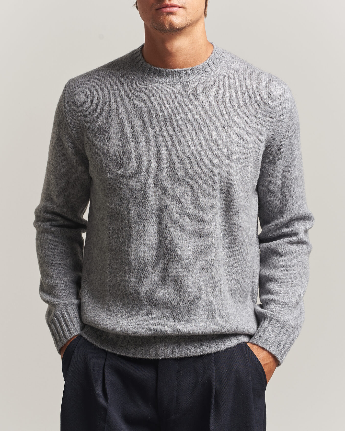 Heren | Truien | NN07 | Lee Wool Knitted Sweater Grey Melange
