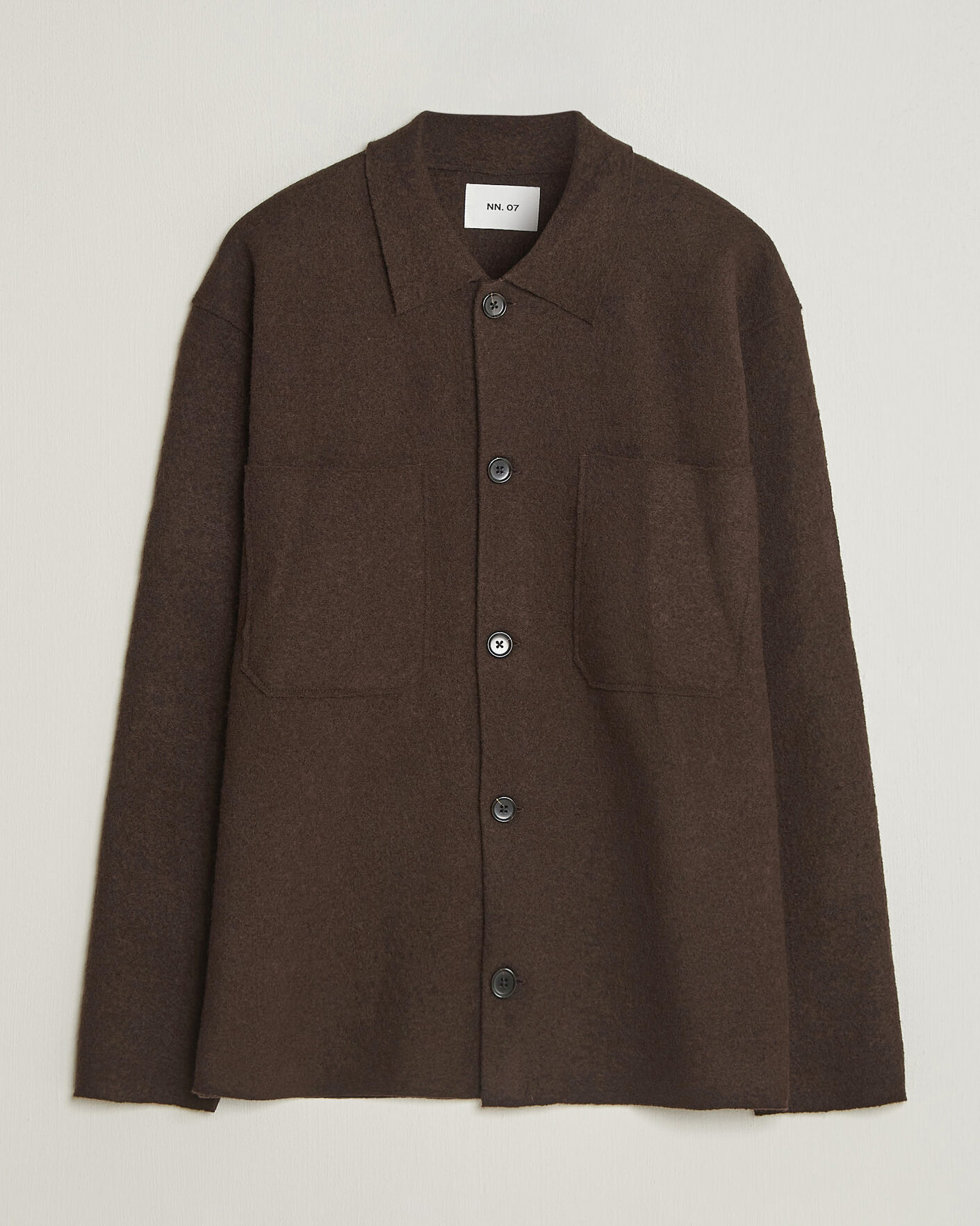 Heren | Truien | NN07 | Jonas Boiled Wool Cardigan Deep Truffle