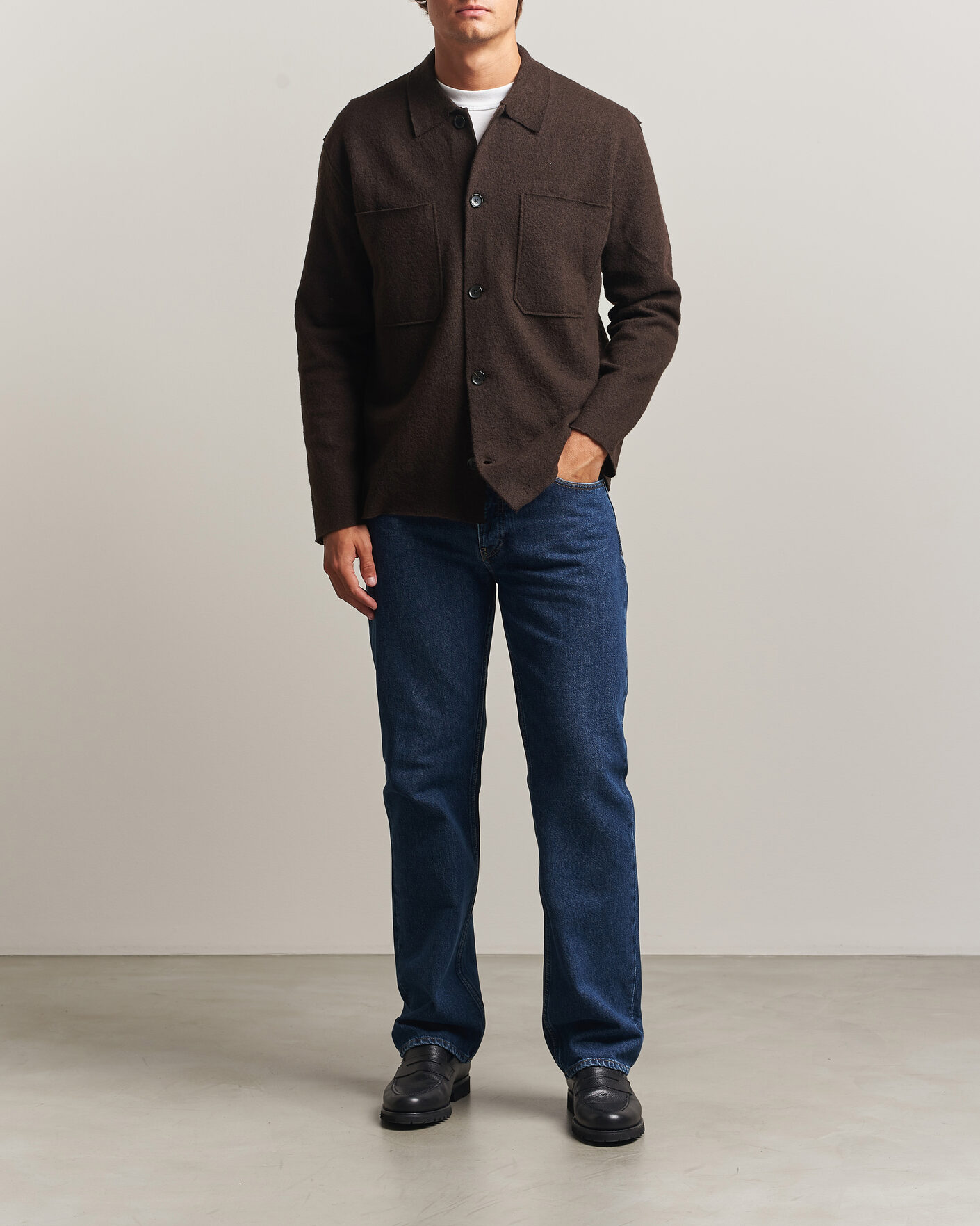 Heren | Truien | NN07 | Jonas Boiled Wool Cardigan Deep Truffle