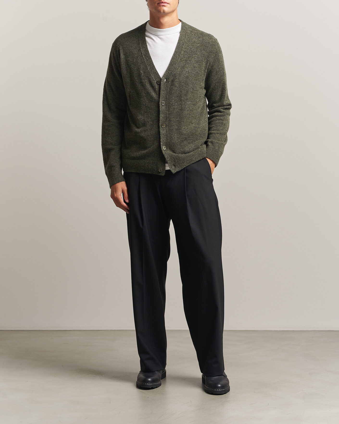 Heren | Truien | NN07 | Gavin Brushed Wool Knitted Cardigan Dark Army
