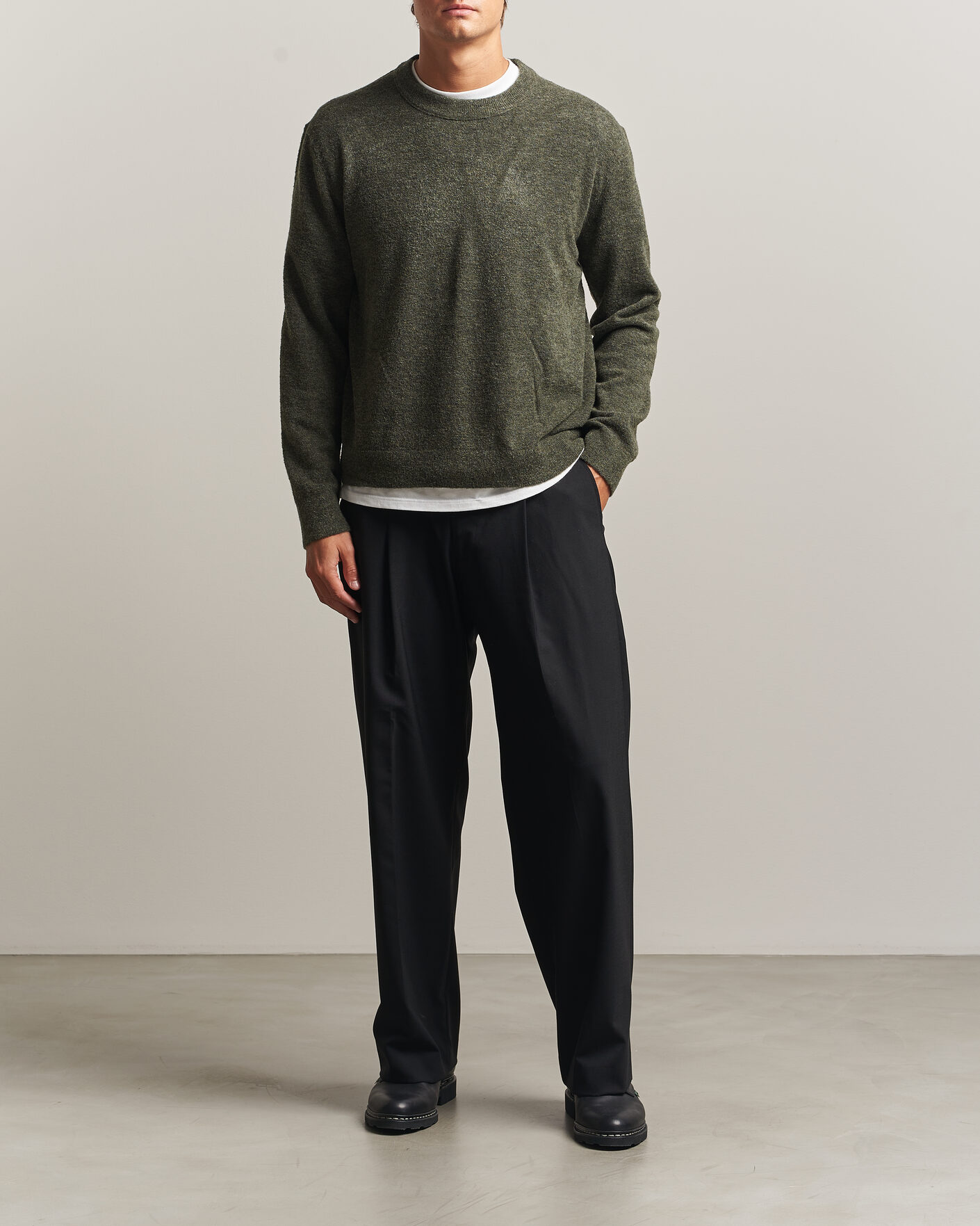 Heren | Truien | NN07 | Gavin Brushed Wool Knitted Sweater Dark Army