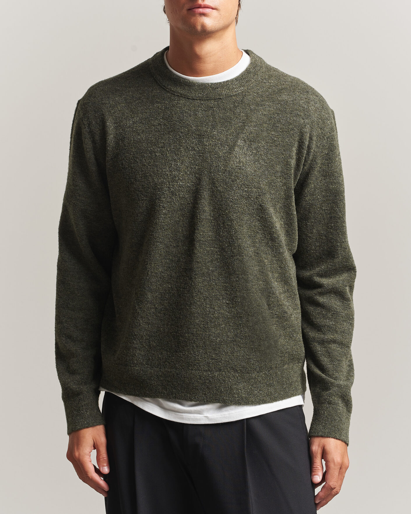 Heren | Truien | NN07 | Gavin Brushed Wool Knitted Sweater Dark Army