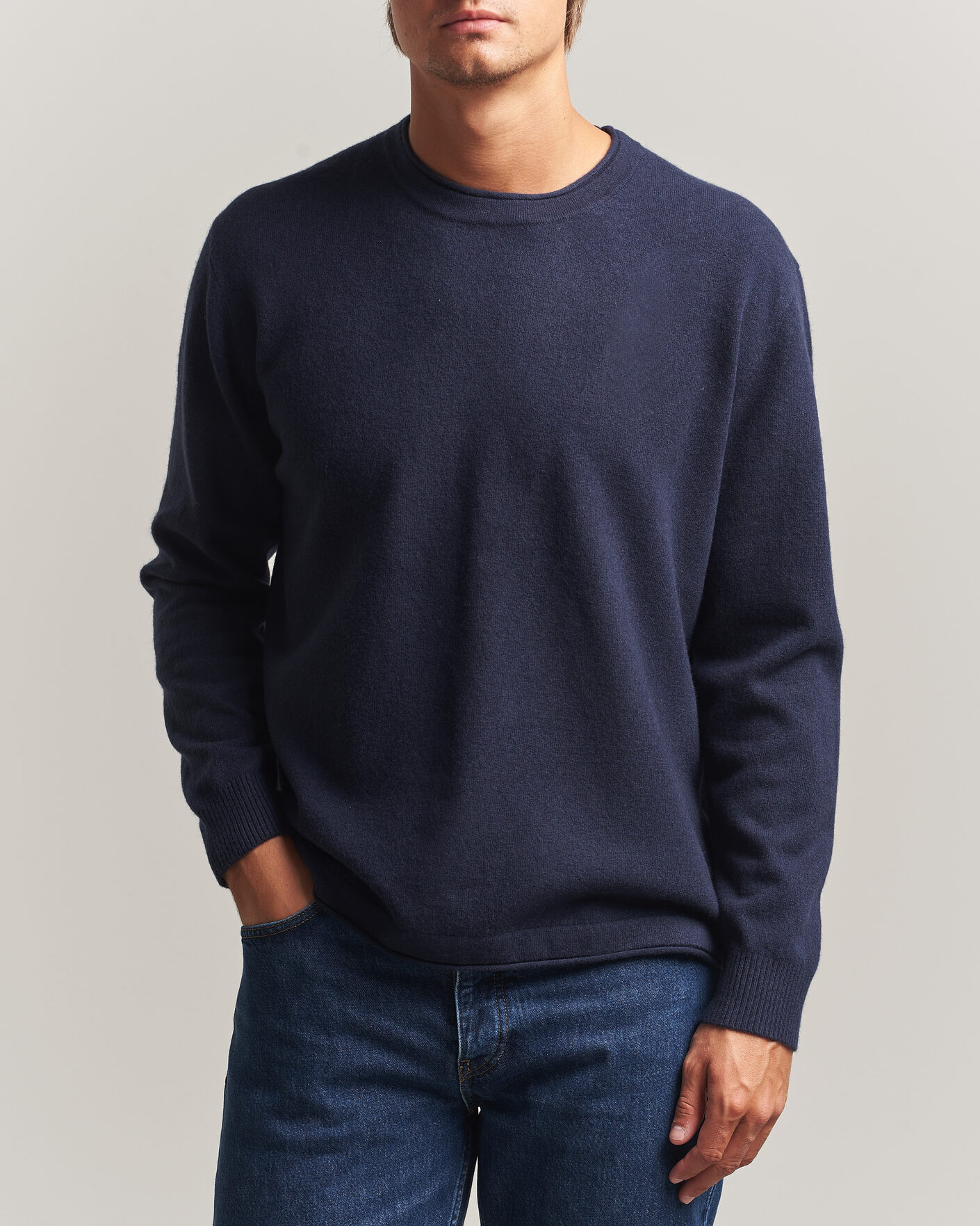 Heren | Truien | NN07 | Sammy Wool Knitted Sweater Navy Melange