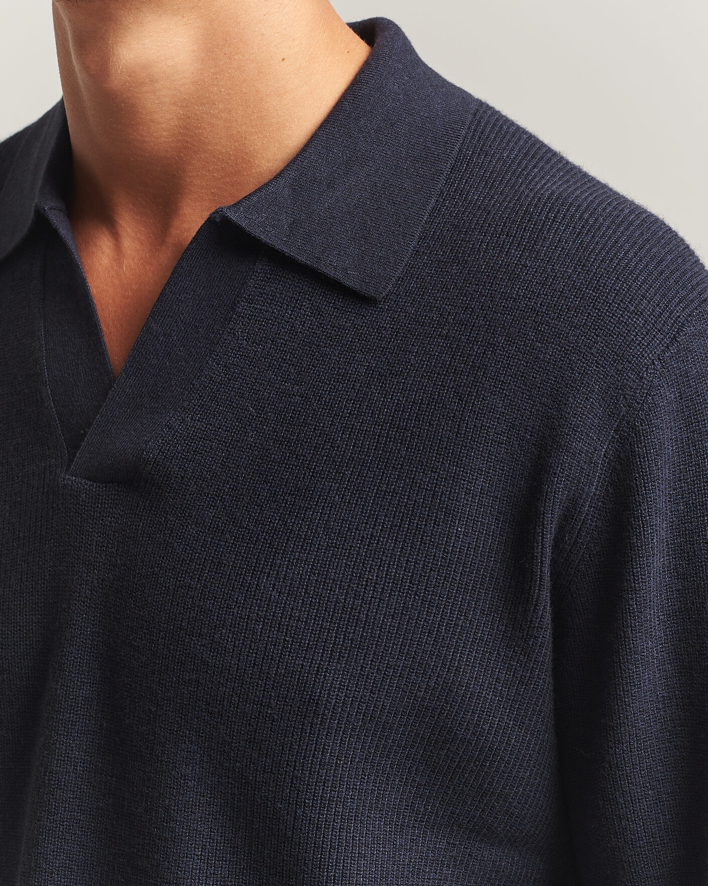 Heren | Truien | NN07 | Hope Cotton/Cashmere Rib Knitted Polo Navy