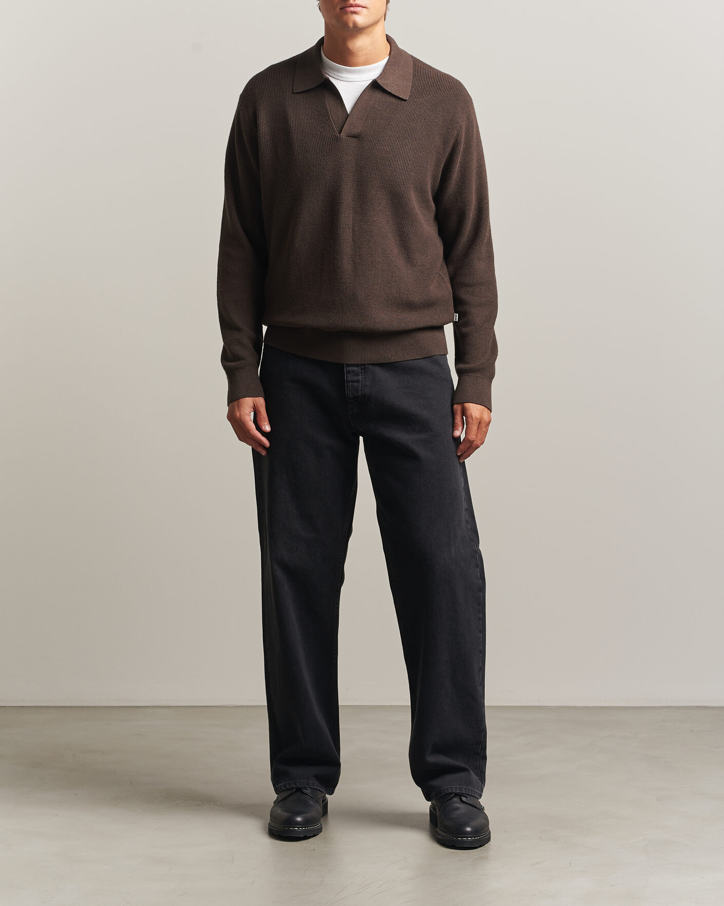 Heren | Truien | NN07 | Hope Cotton/Cashmere Rib Knitted Polo Brown