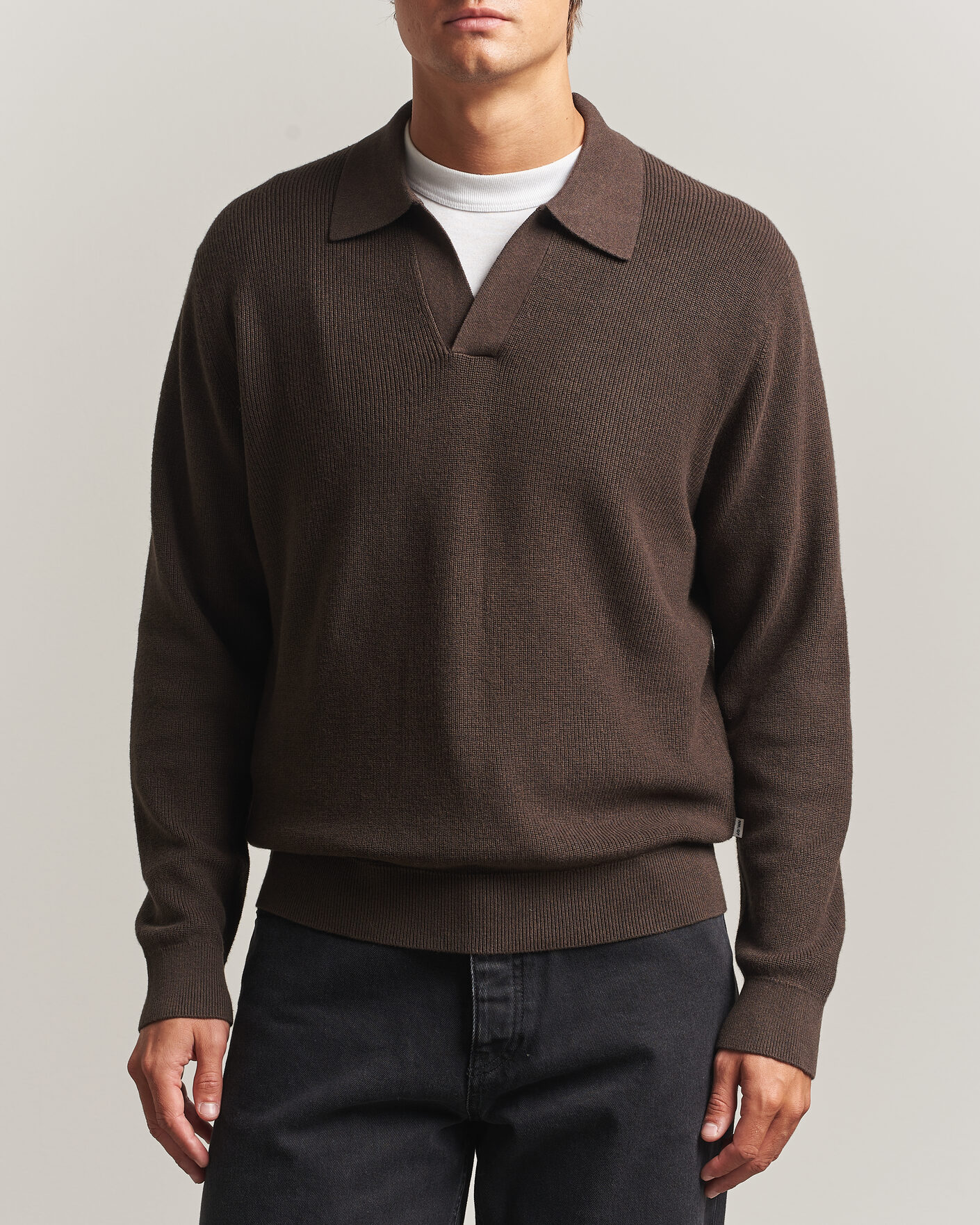 Heren | Truien | NN07 | Hope Cotton/Cashmere Rib Knitted Polo Brown