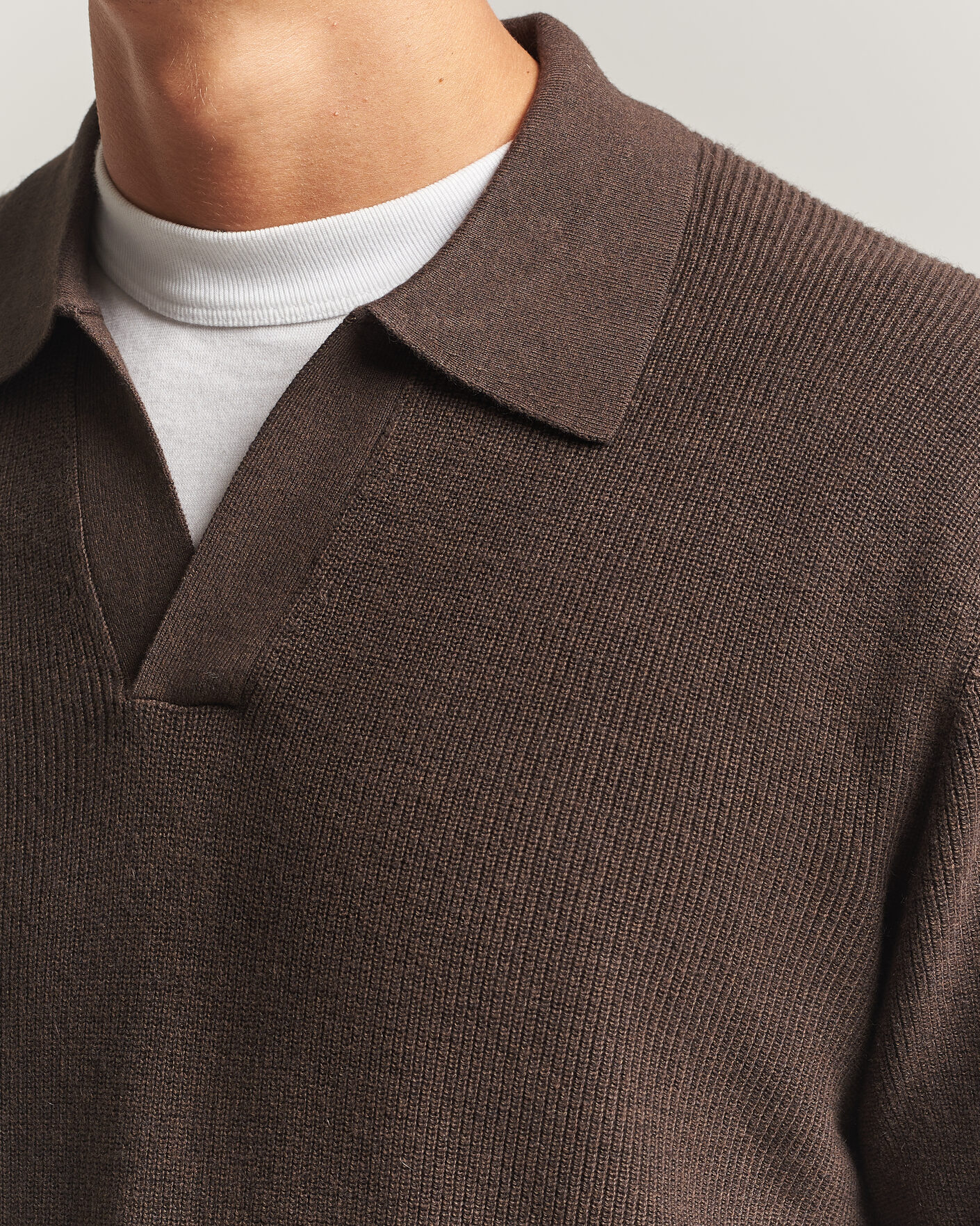 Heren | Truien | NN07 | Hope Cotton/Cashmere Rib Knitted Polo Brown