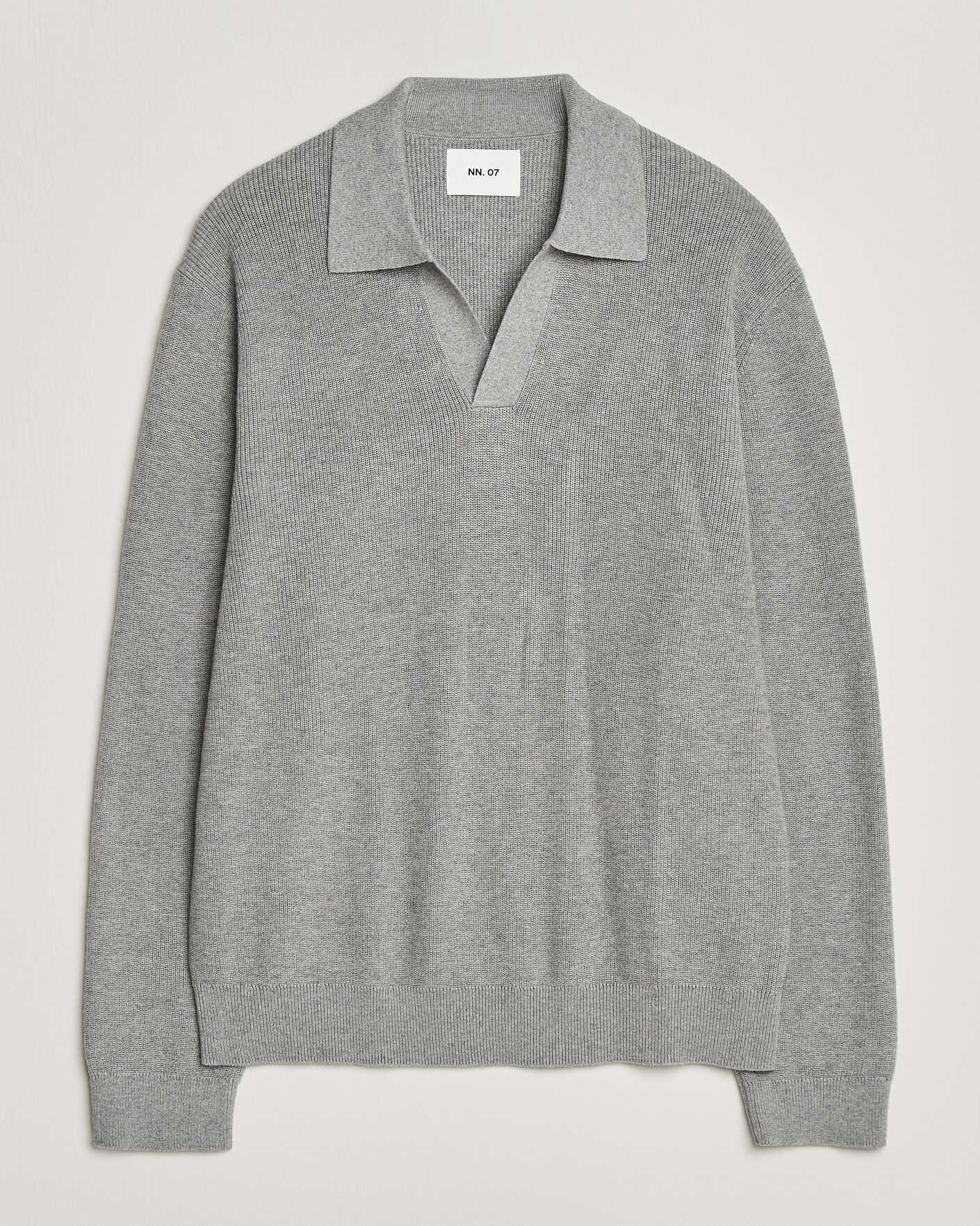 Heren | Truien | NN07 | Hope Cotton/Cashmere Rib Knitted Polo Grey