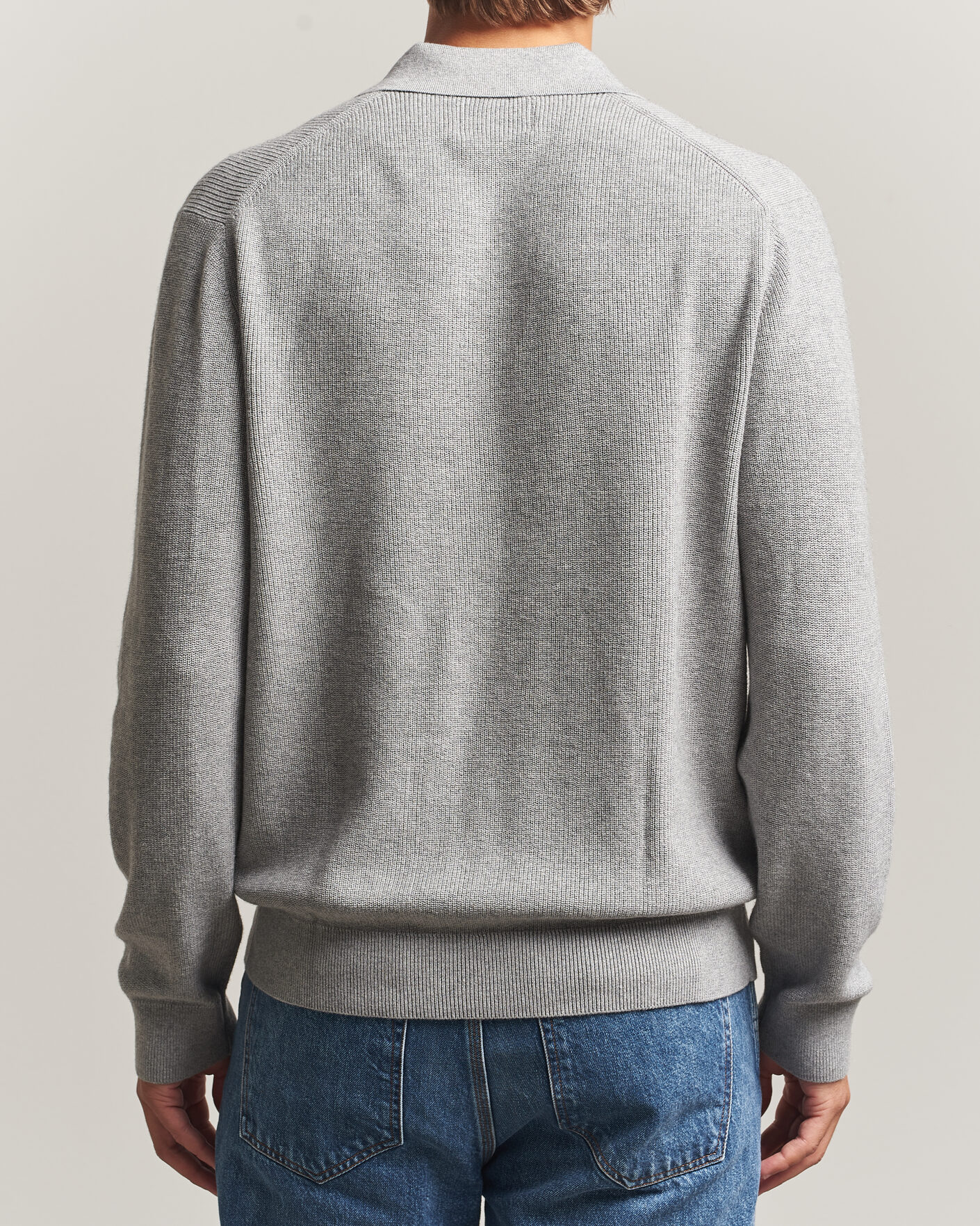 Heren | Truien | NN07 | Hope Cotton/Cashmere Rib Knitted Polo Grey