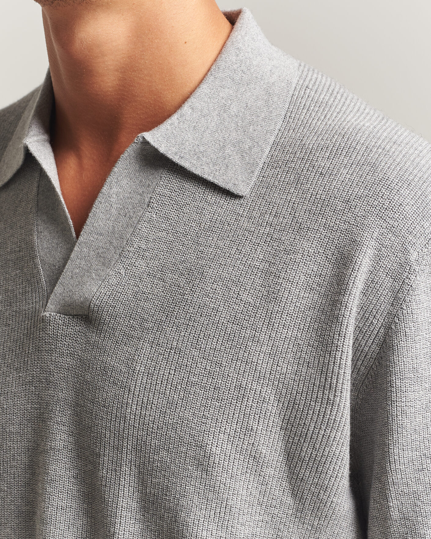 Heren | Truien | NN07 | Hope Cotton/Cashmere Rib Knitted Polo Grey