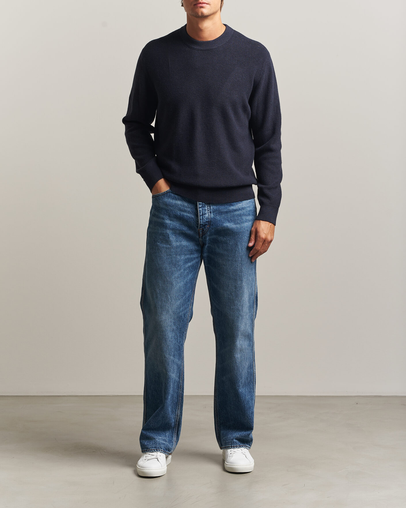 Heren | Truien | NN07 | Hope Cotton/Cashmere Rib Knitted Sweater Navy