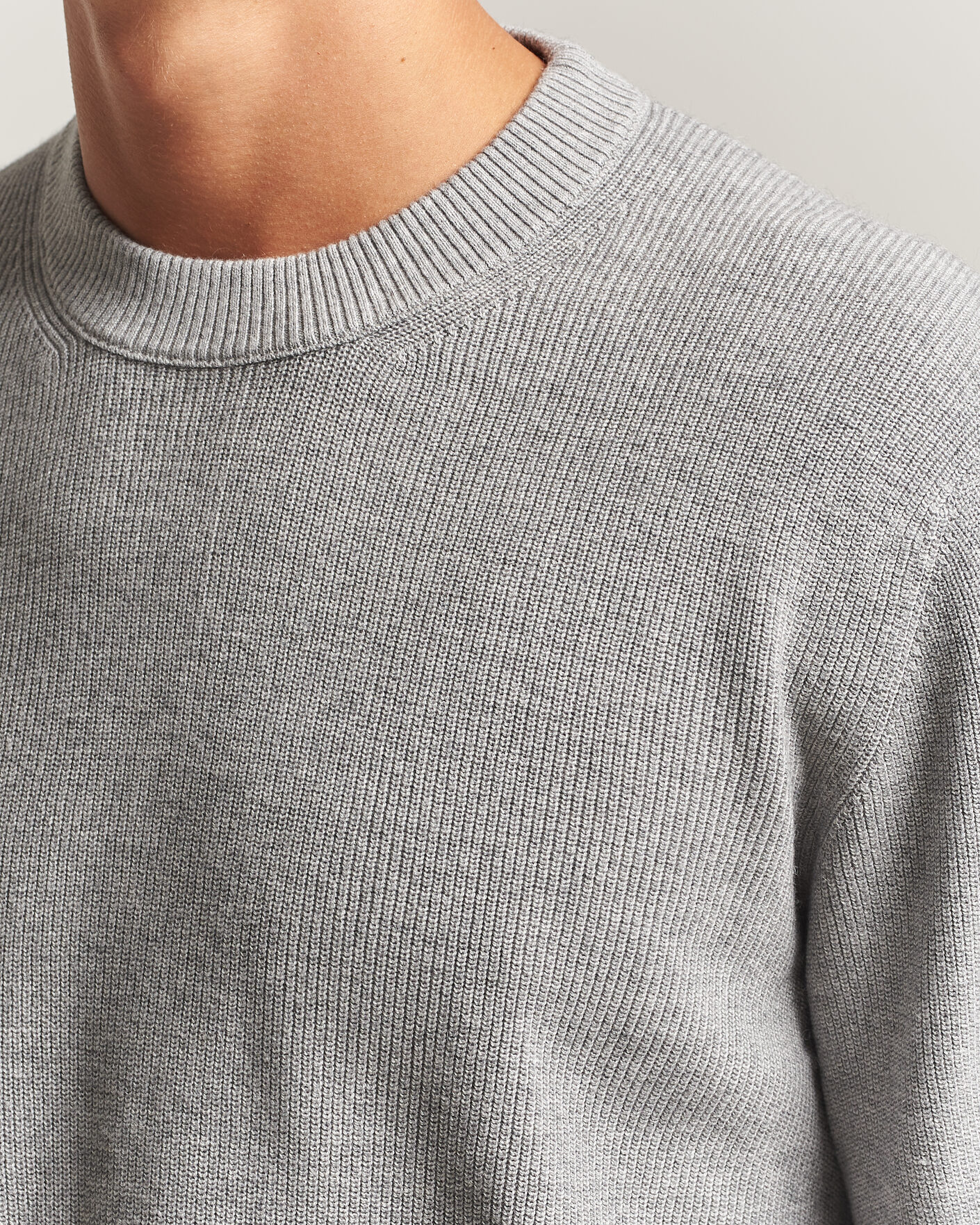 Heren | Truien | NN07 | Hope Cotton/Cashmere Rib Knitted Sweater Grey