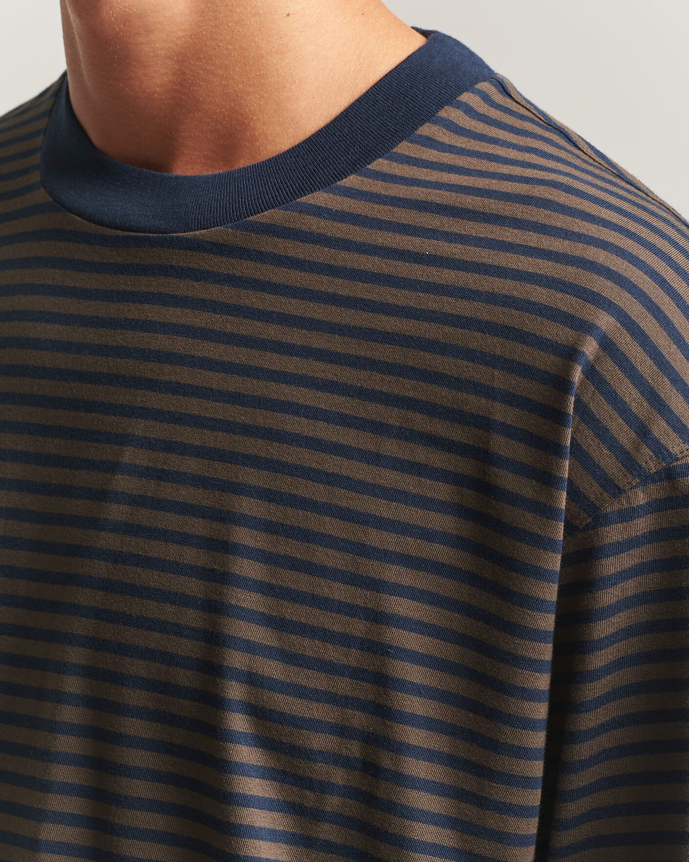 Heren | T-shirts | NN07 | Lionel Striped Long Sleeve T-Shirt Navy/Brown