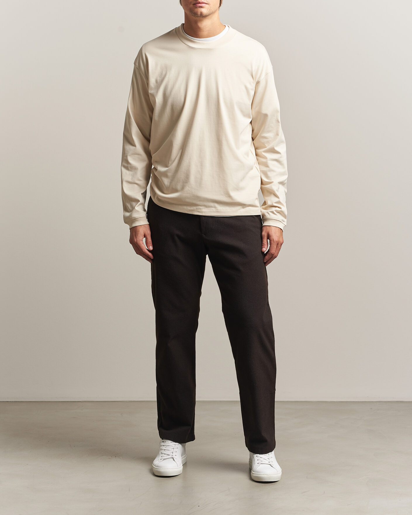 Heren | T-shirts | NN07 | Lionel Suvin Cotton Long Sleeve T-Shirt Ivory