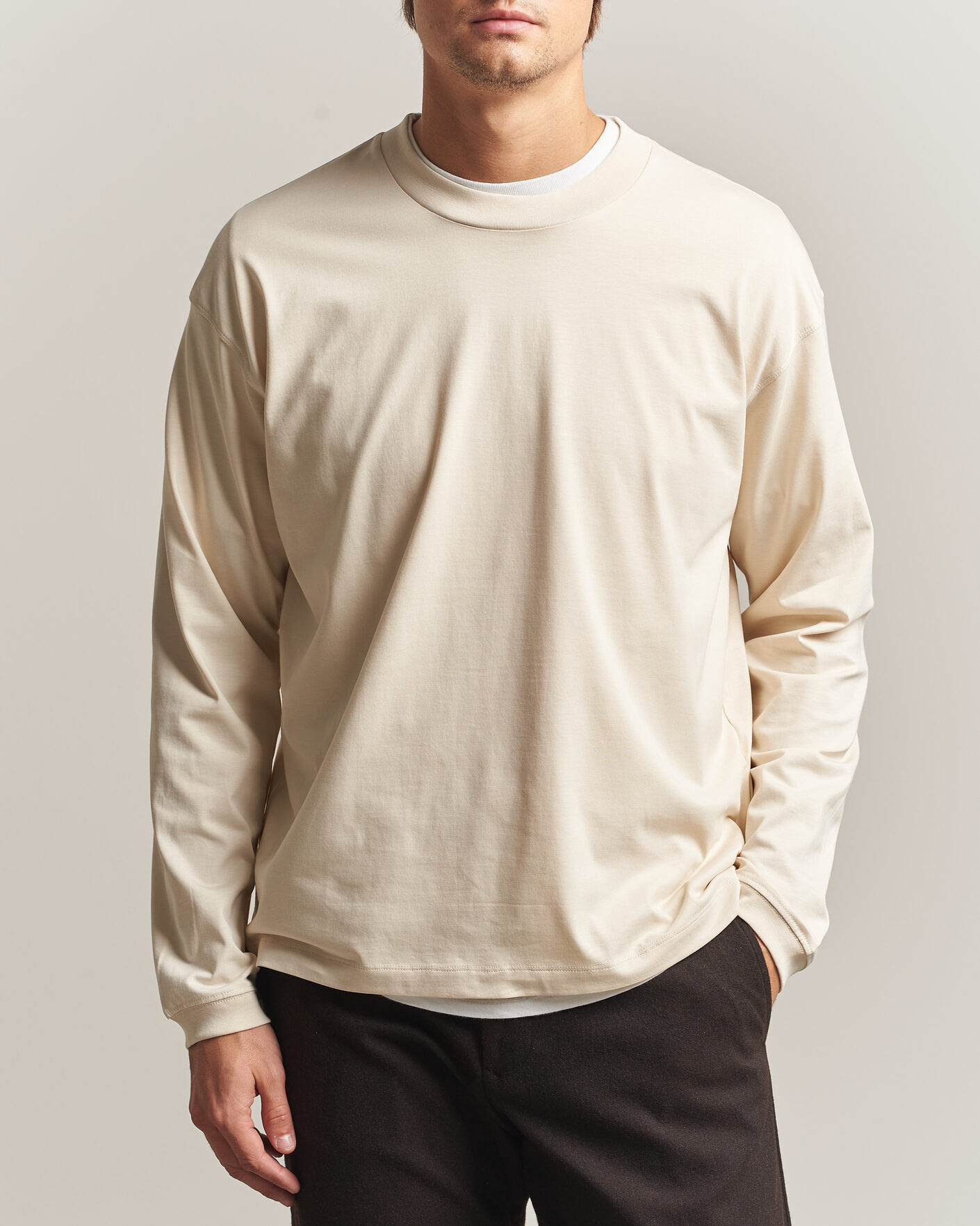 Heren | T-shirts | NN07 | Lionel Suvin Cotton Long Sleeve T-Shirt Ivory