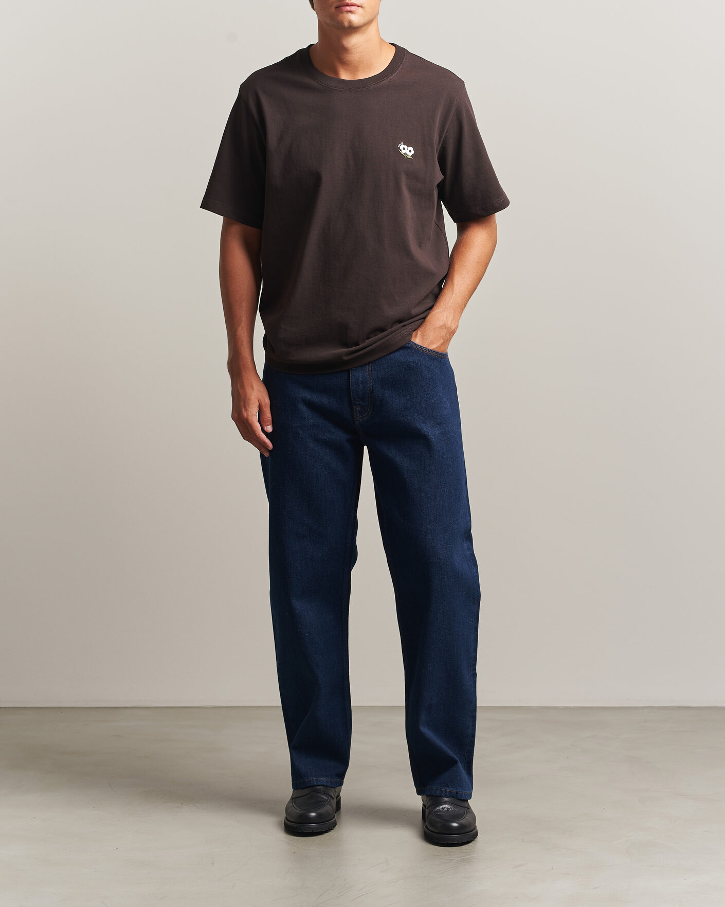 Heren | T-shirts | NN07 | Jett Embroidered Crew Neck T-Shirt Deep Truffle