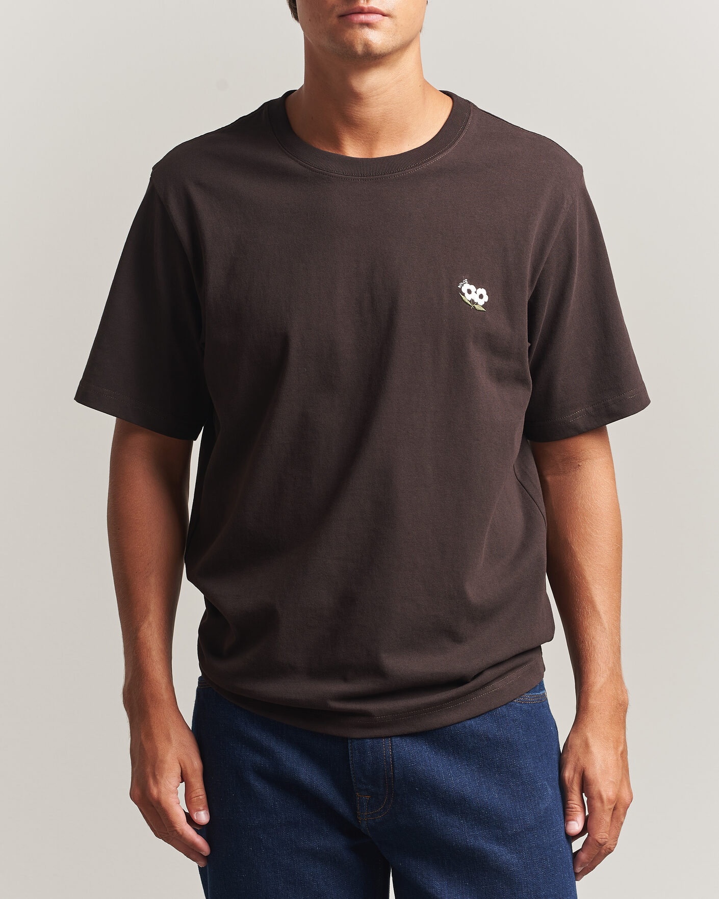 Heren | T-shirts | NN07 | Jett Embroidered Crew Neck T-Shirt Deep Truffle