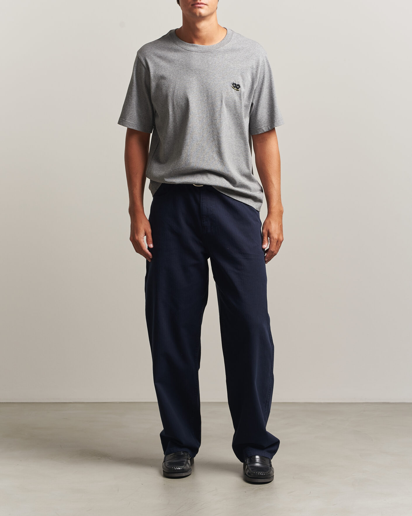 Heren | T-shirts | NN07 | Jett Embroidered Crew Neck T-Shirt Grey Melange