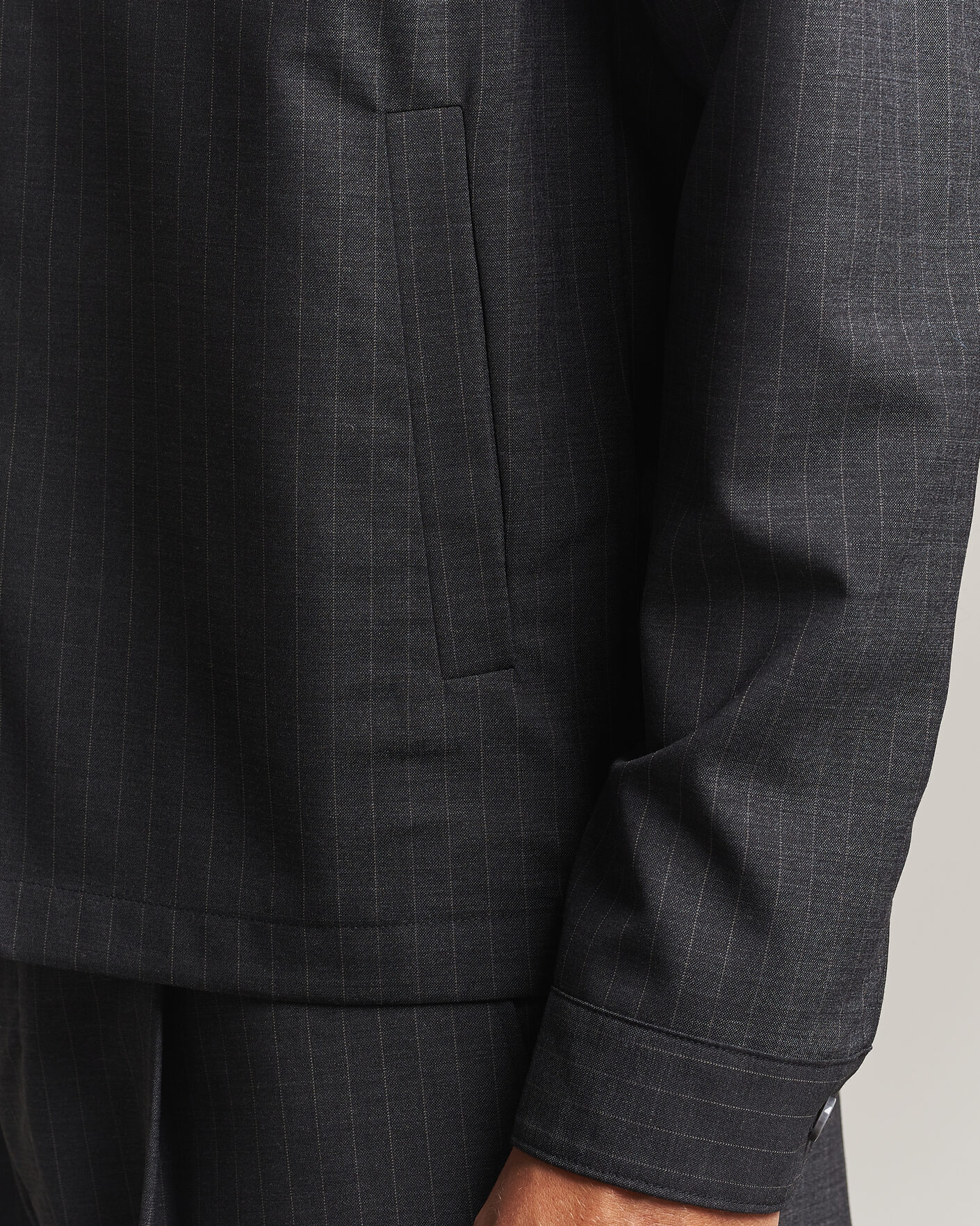 Heren | Overhemden | NN07 | Zander Wool Pinstriped Overshirt Dark Grey