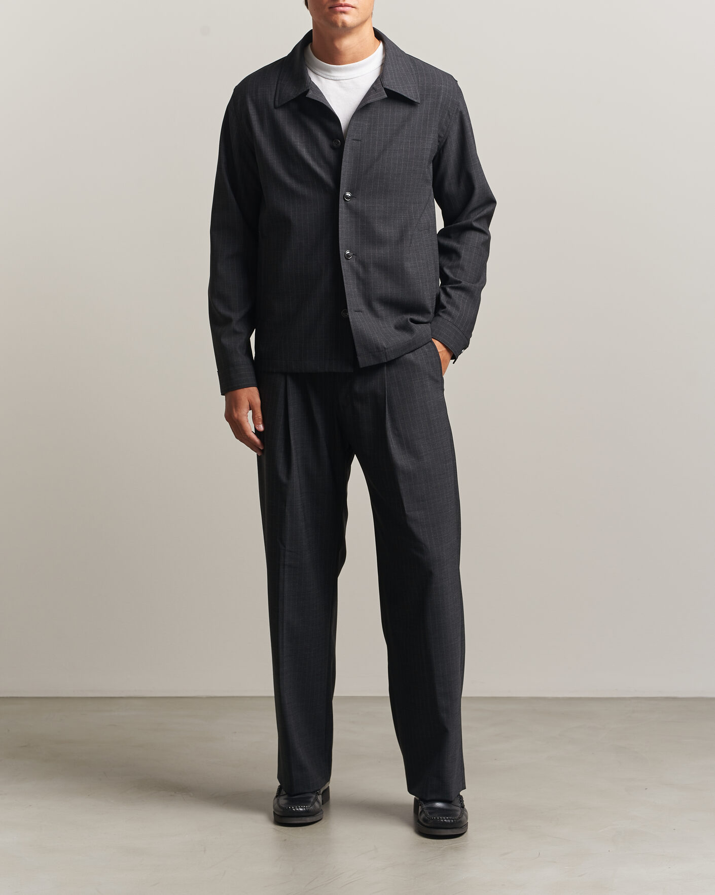 Heren | Broeken | NN07 | Kay Wool Pinstriped Trousers Dark Grey